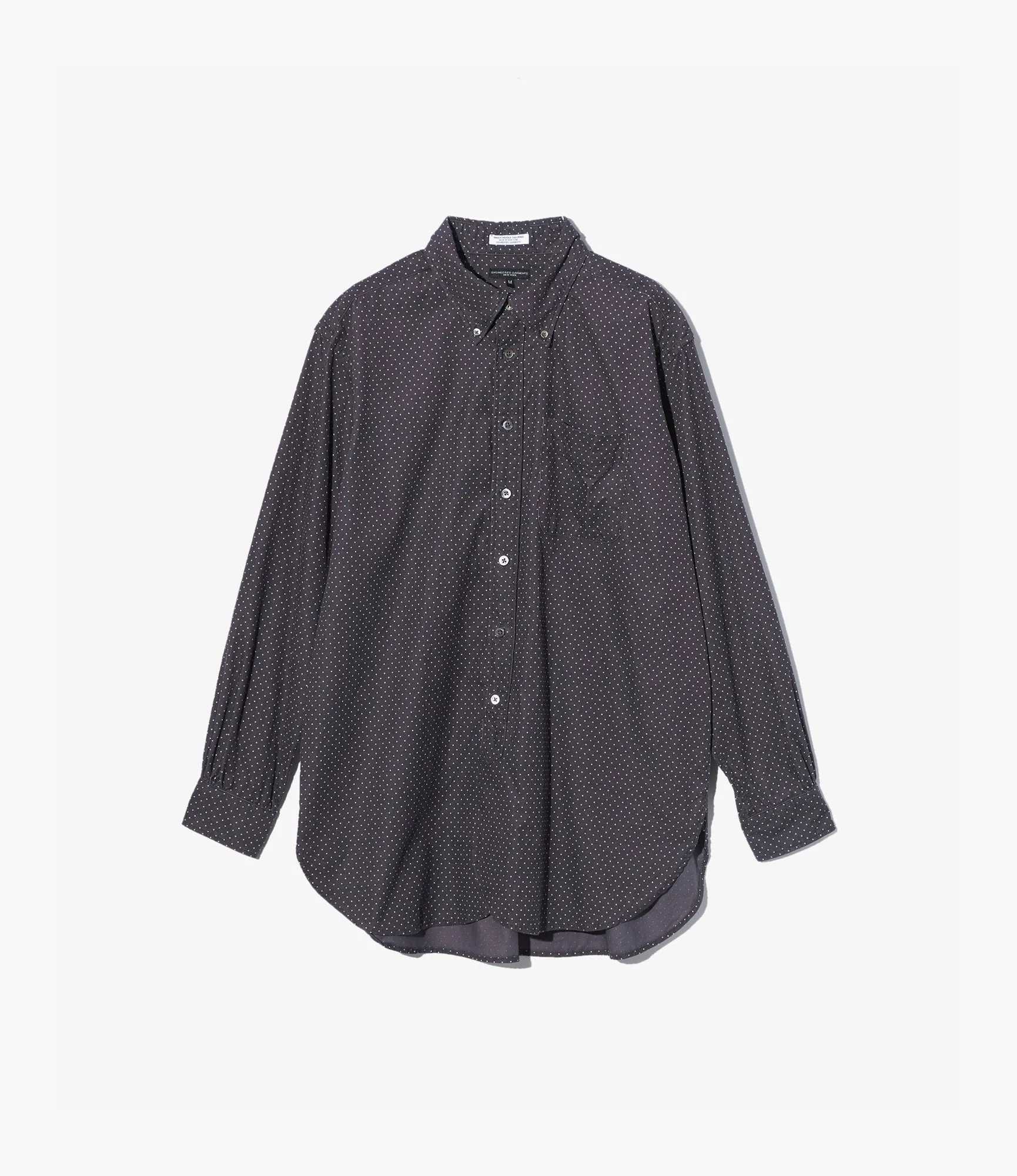 19th Century BD Shirt ?C Charcoal Polka Dot 21W Corduroy Embroidered Details