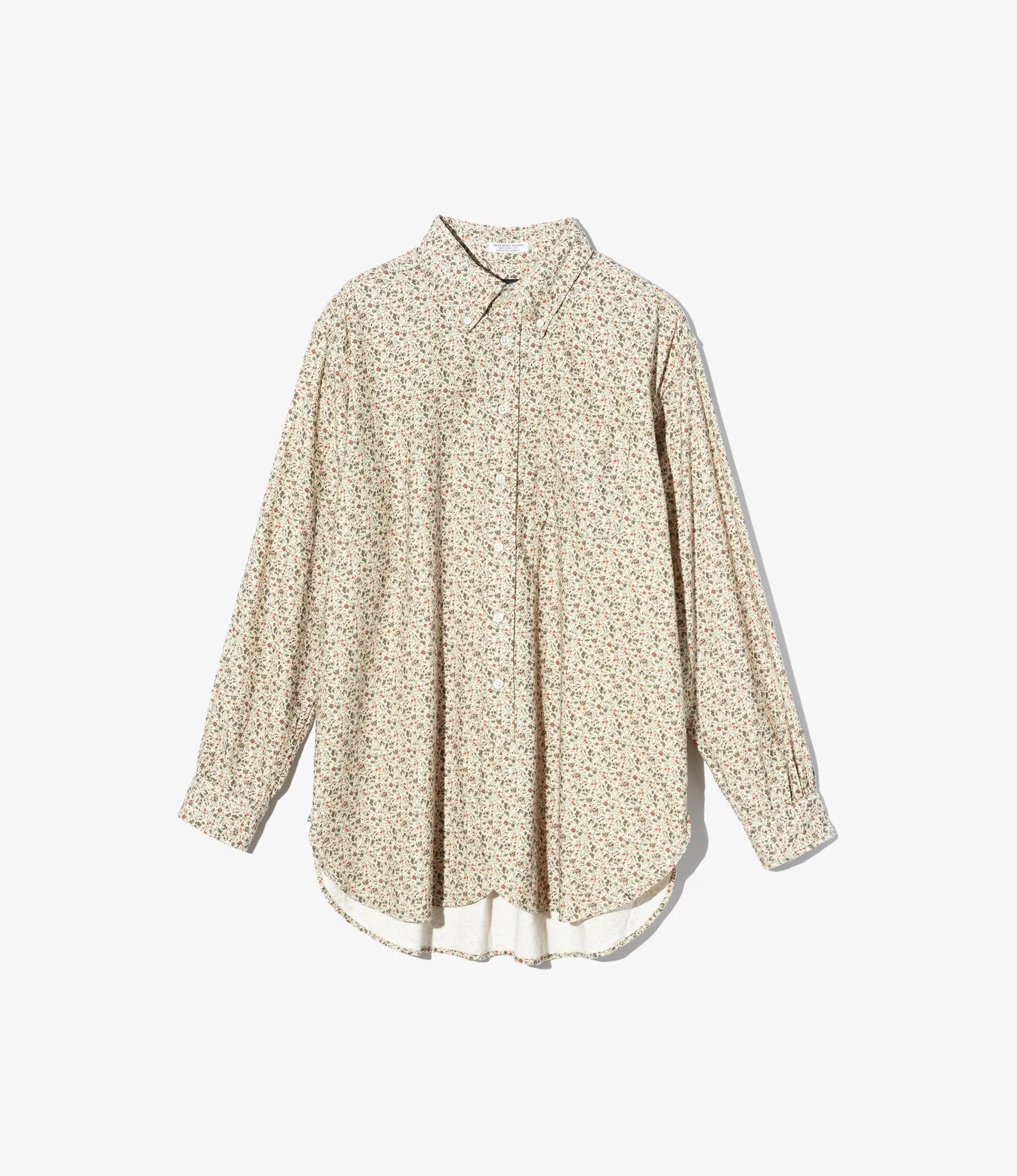 Sporty Active Wear 19th Century Button Down Shirt ?C Natural Floral Flannel