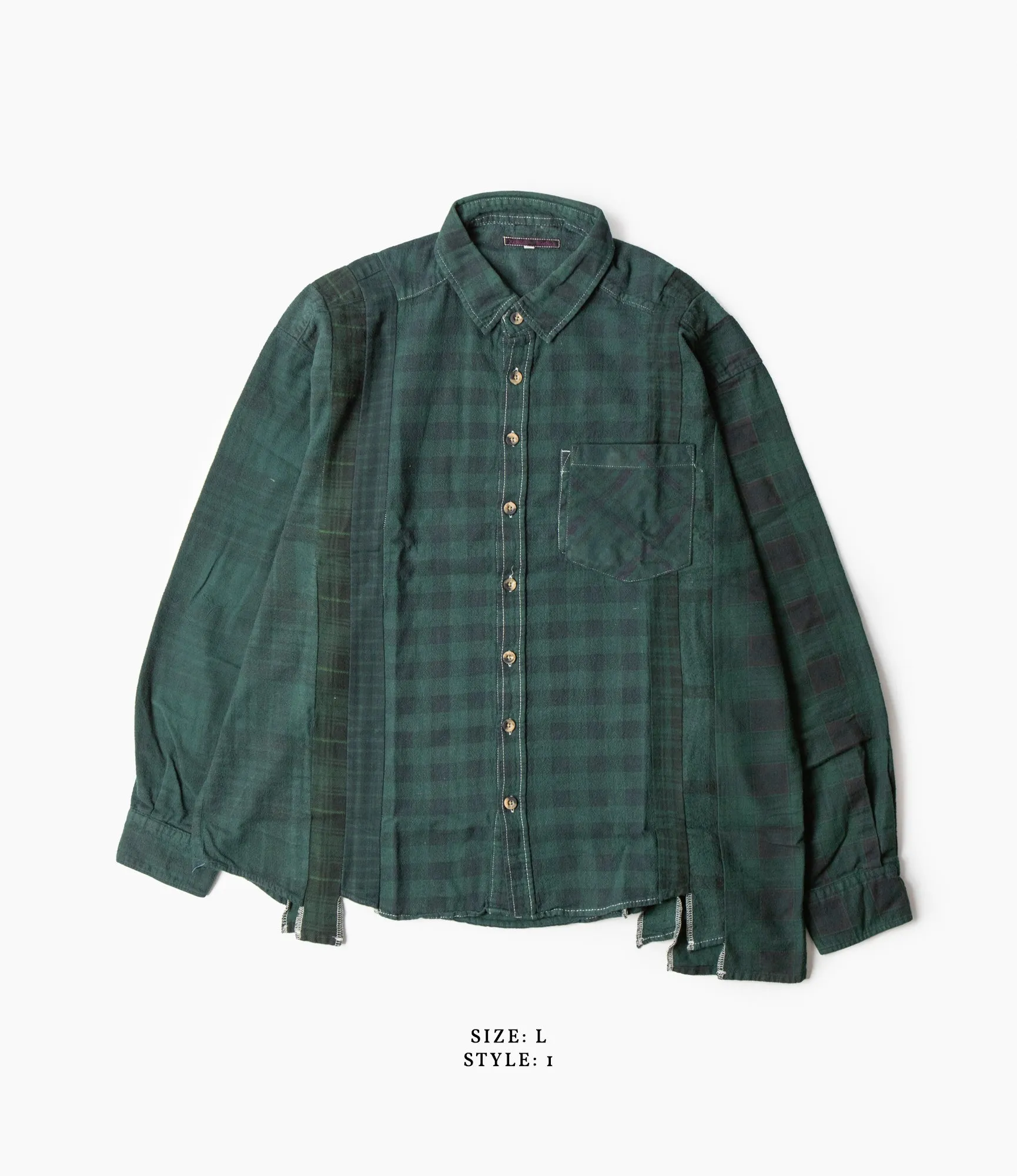 Casual Vibe 7 Cuts Shirt ?C?Green Overdyed Flannel
