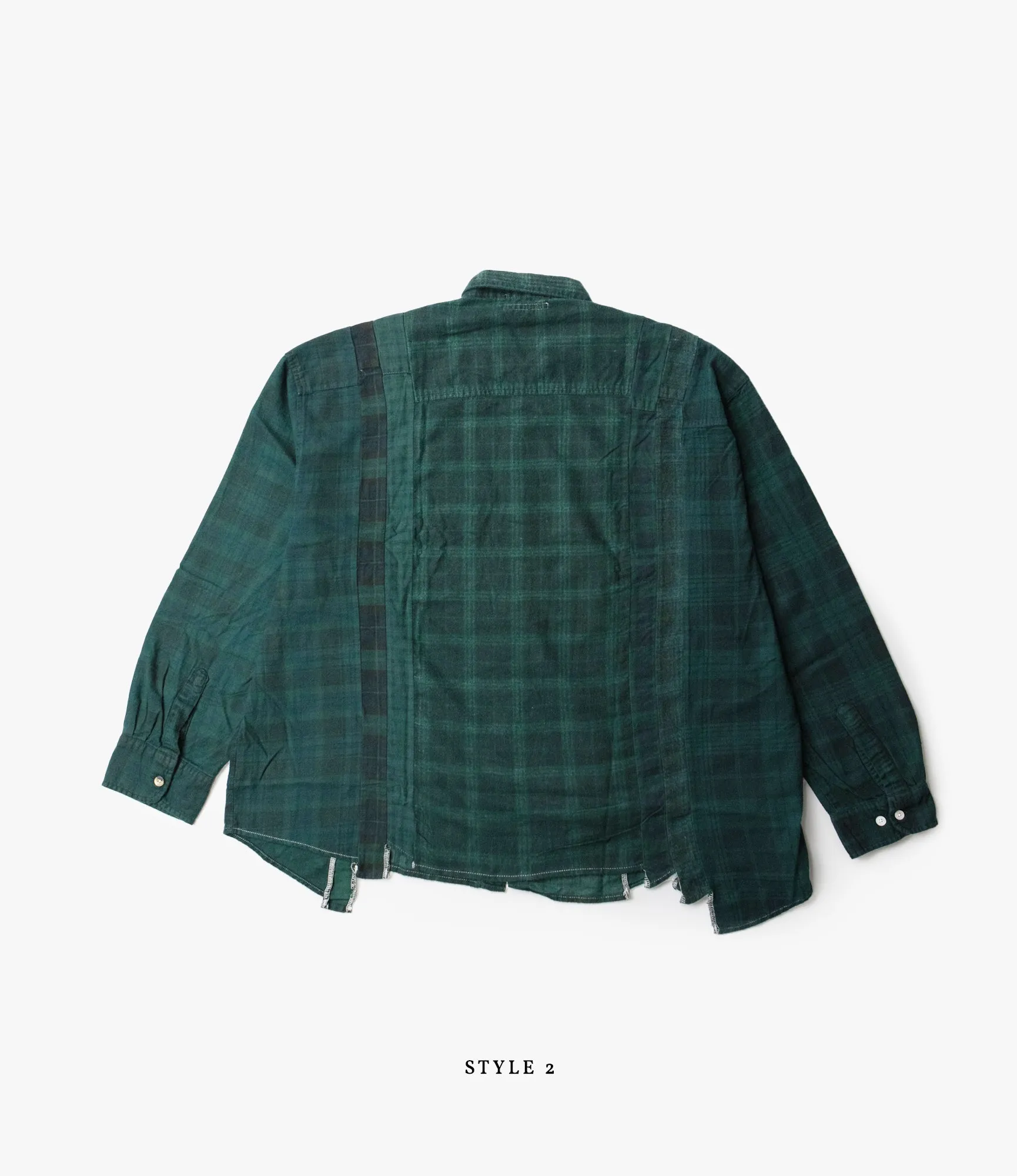 No Fade Technology 7 Cuts Wide Shirt ?C Green Overdyed Flannel