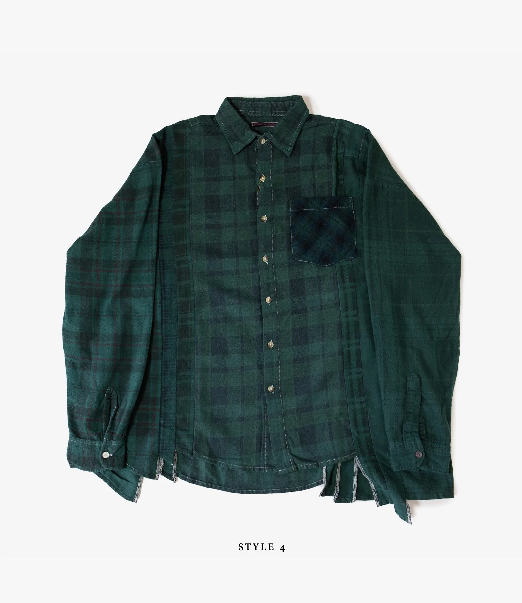 7 Cuts Wide Shirt ?C Green Overdyed Flannel MoistureControlFibers Plus size clothing