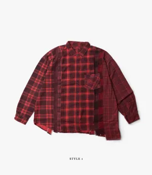 7 Cuts Wide Shirt ?C Red Overdyed Flannel Sport Flex Fit Quick Fit Comfort