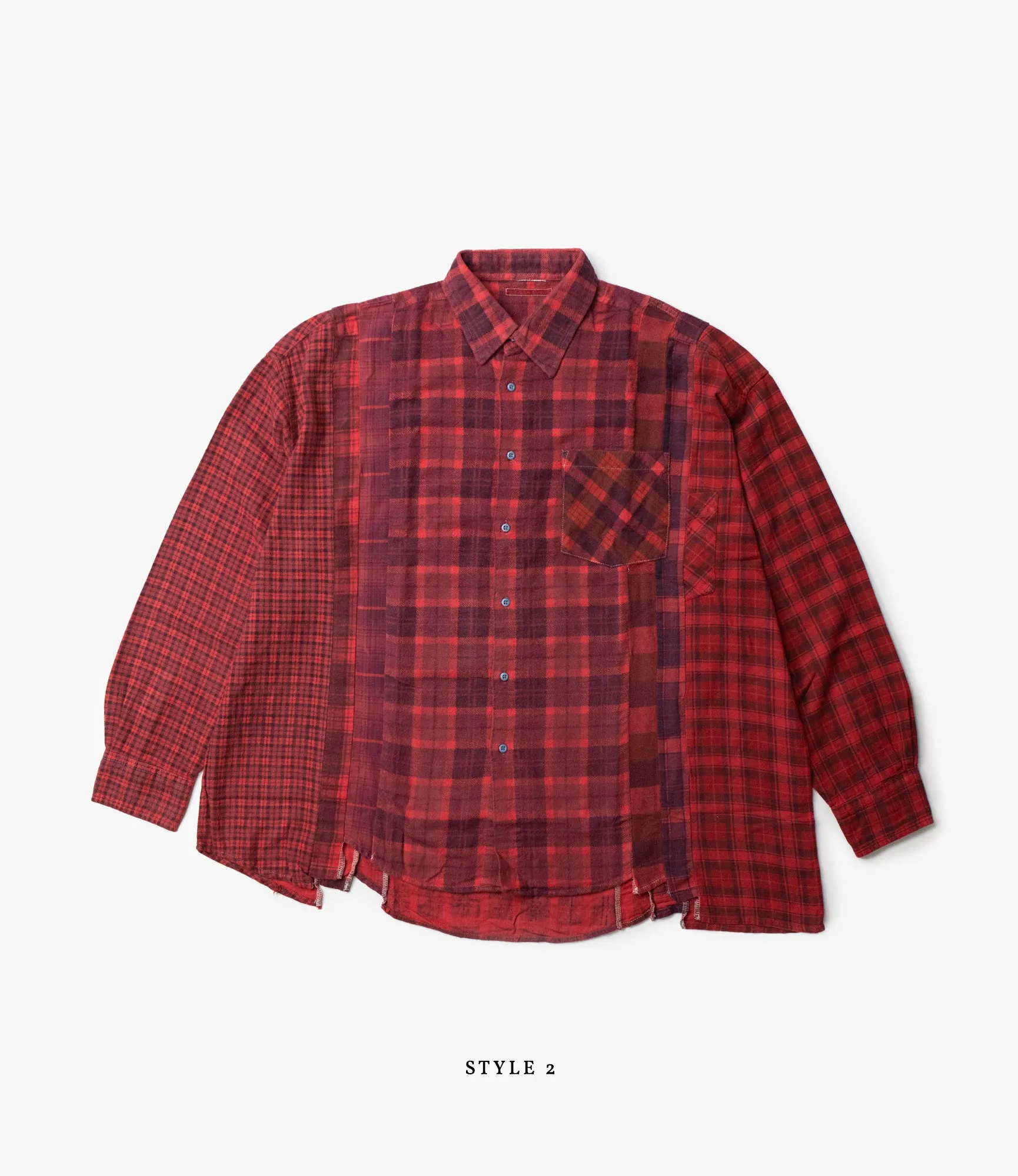 Breathable Comfort Design 7 Cuts Wide Shirt ?C Red Overdyed Flannel
