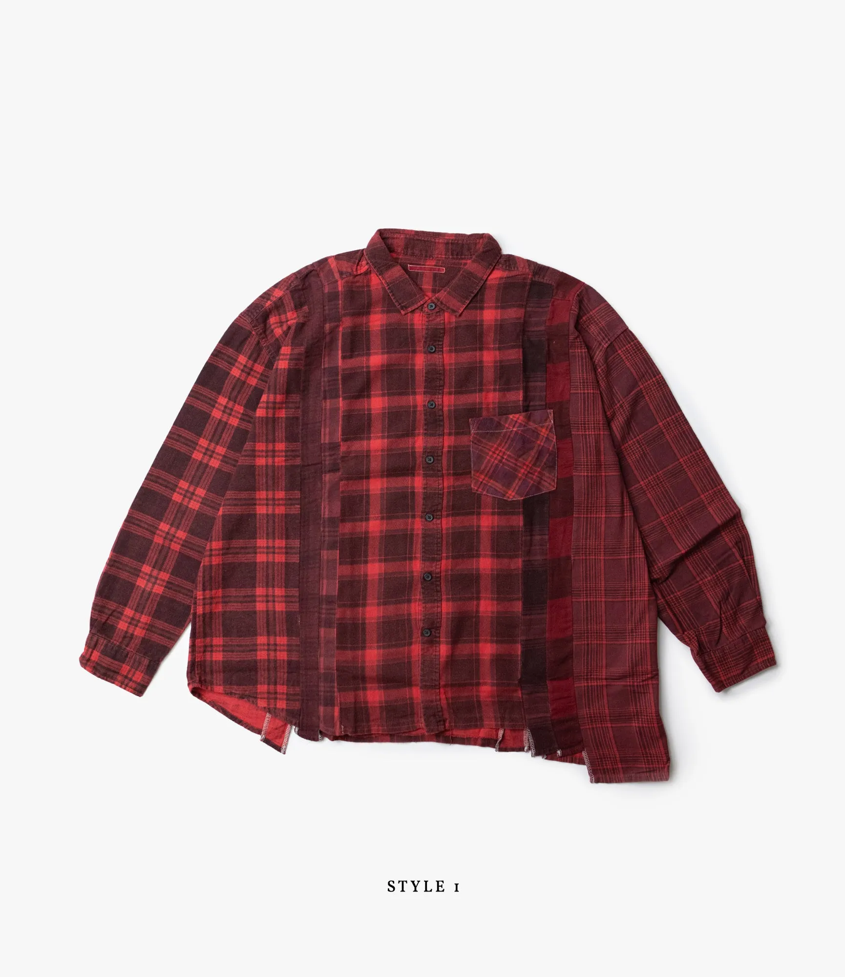 7 Cuts Wide Shirt ?C Red Overdyed Flannel Sport Flex Fit Quick Fit Comfort