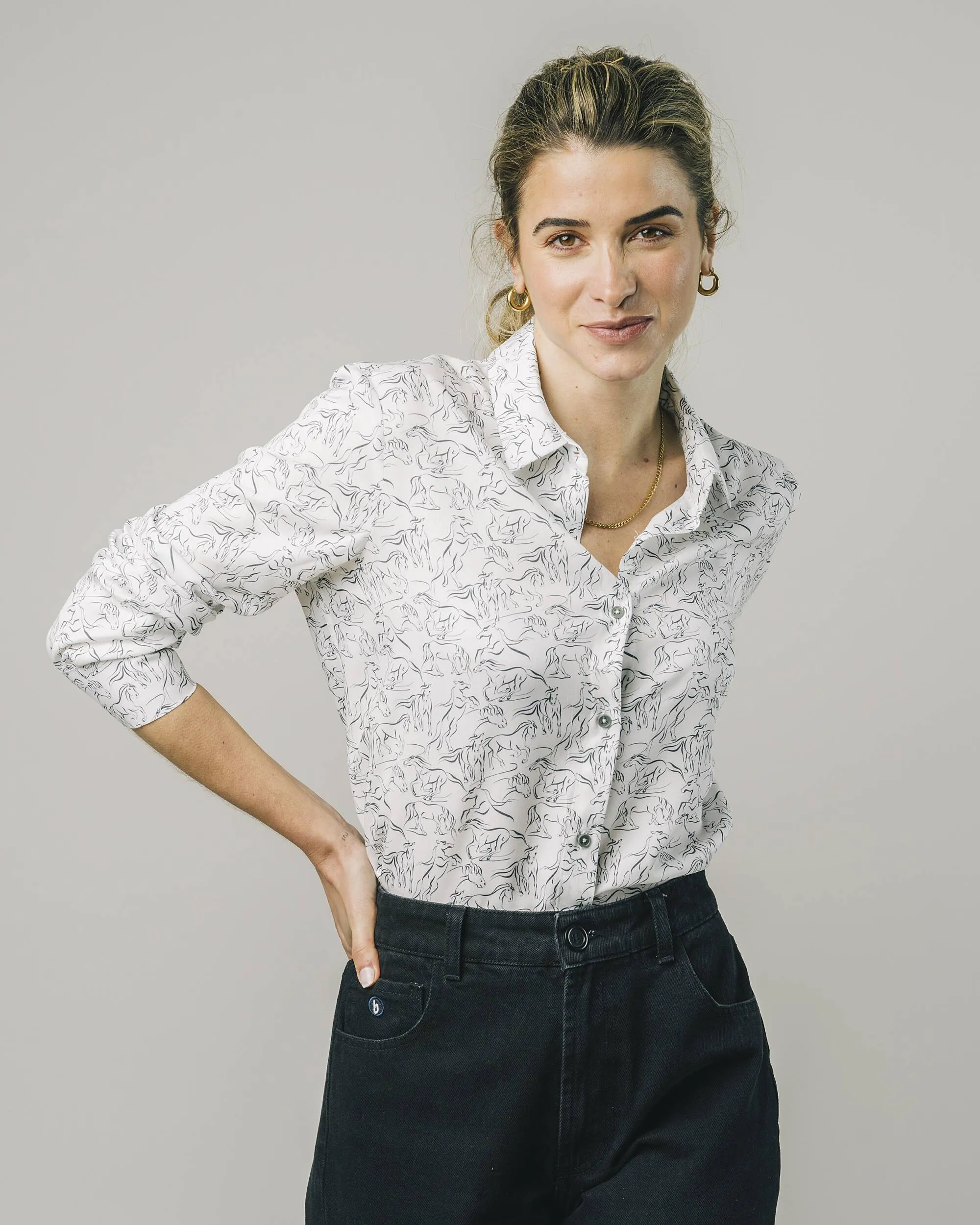 Relax Fit Design Riding Blouse Ecru