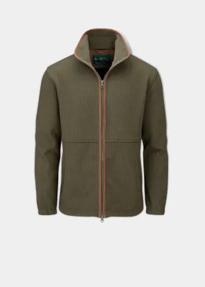 Lightweight Warmth Core AntiStatic Inner Layer Aylsham Men's Fleece Jacket In Green Herringbone - Regular Fit