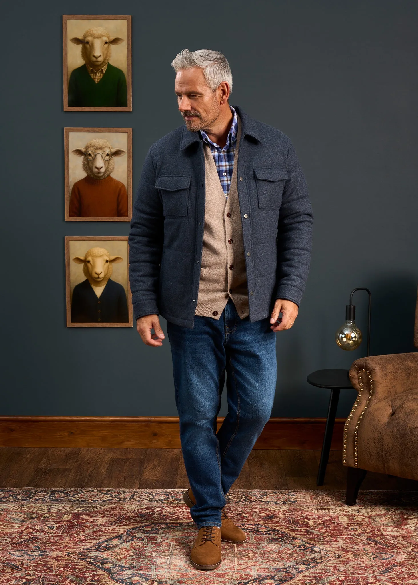 Richmond Men's Knitted Quilted Shacket In Navy Tear Resistant Material Fashion Event