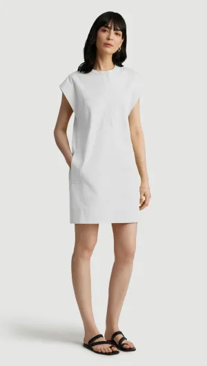 Mini Bib Dress in Cotton Sateen | White PlushLining