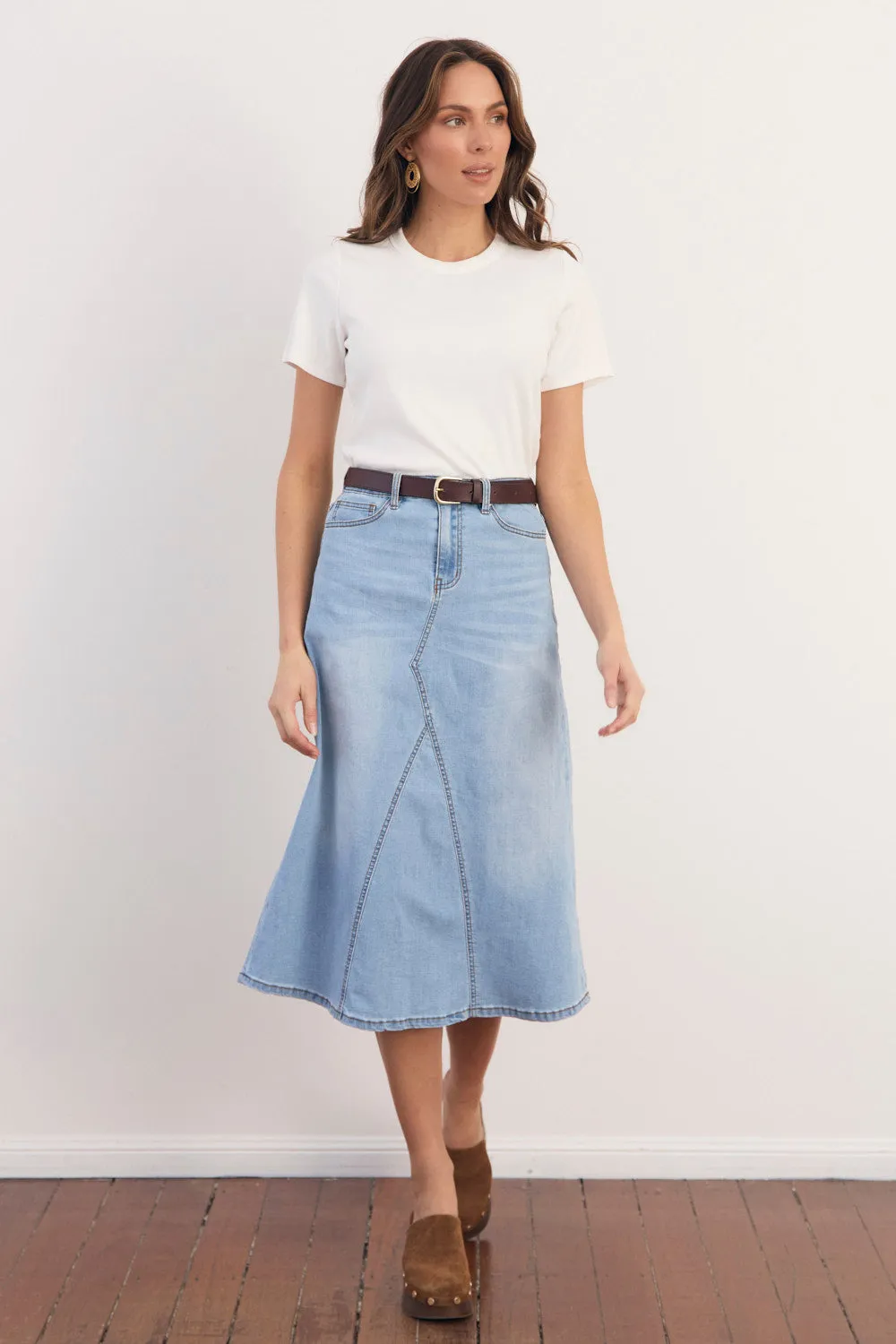 Adrift Ribbed Tee in White Seam Free Shoulders Plus Size