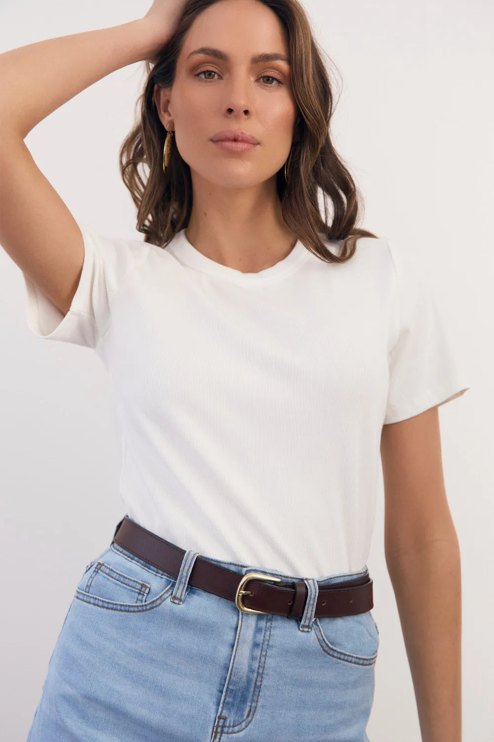 Adrift Ribbed Tee in White Beachwear Comfy Style