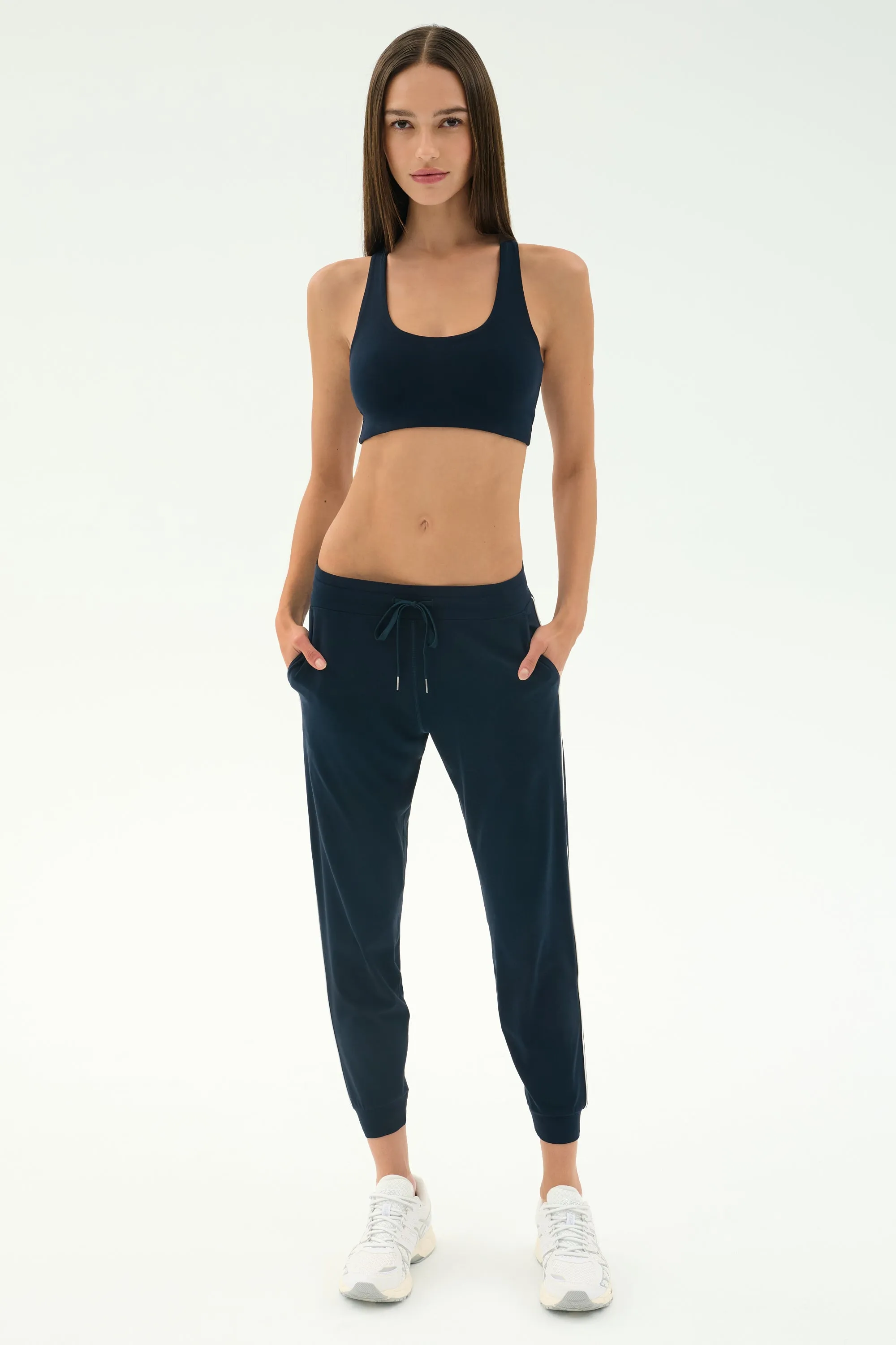 Airweight Jogger 7/8 with Piping - Indigo/White Essential Comfort Wear Anti Pilling