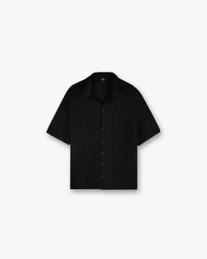 All Over Crochet Shirt - Jet Black WrinkleFree Material