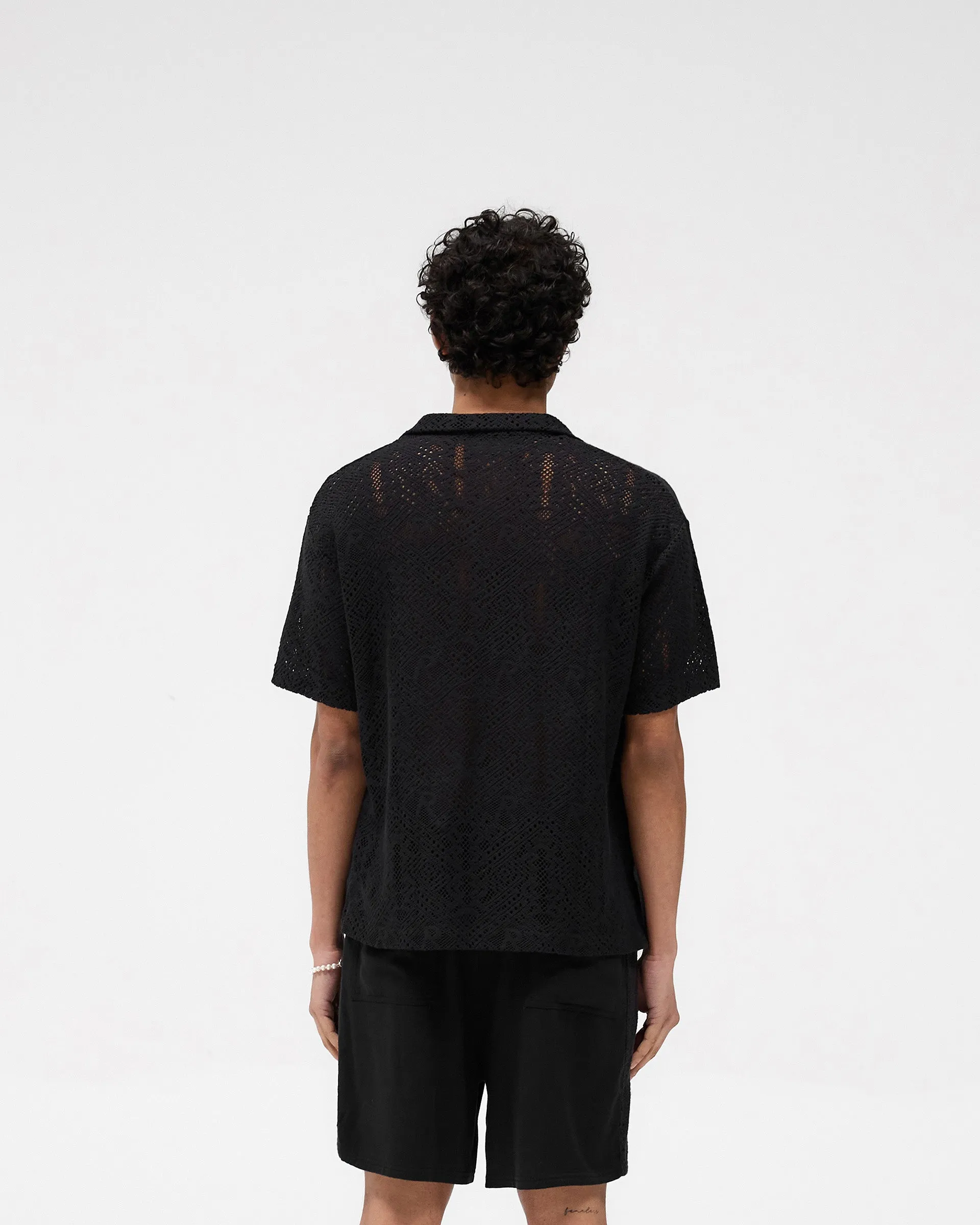 Daily Fit All Over Crochet Shirt - Jet Black