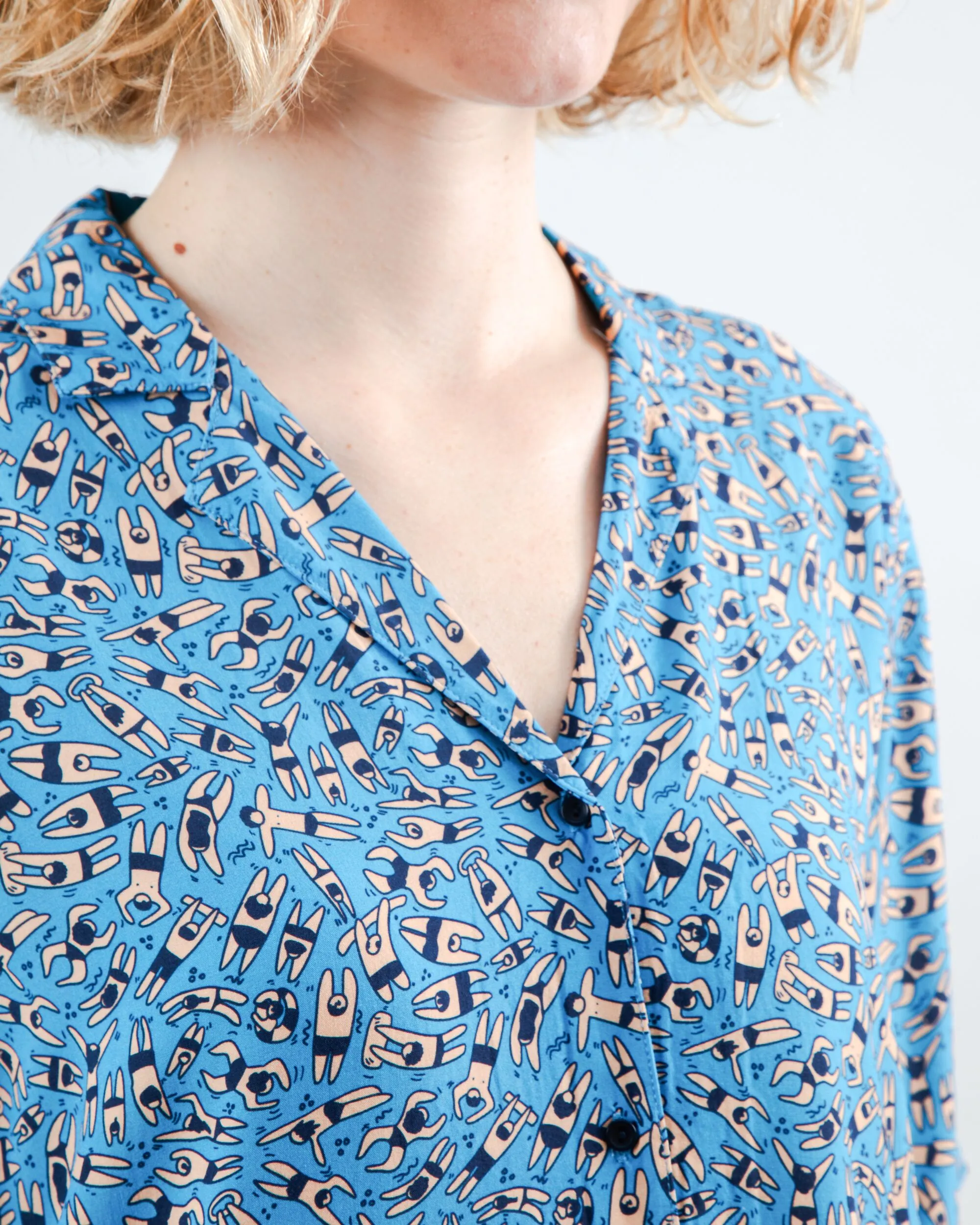 Versatile Design Breathable knit Just Swim Aloha Blouse