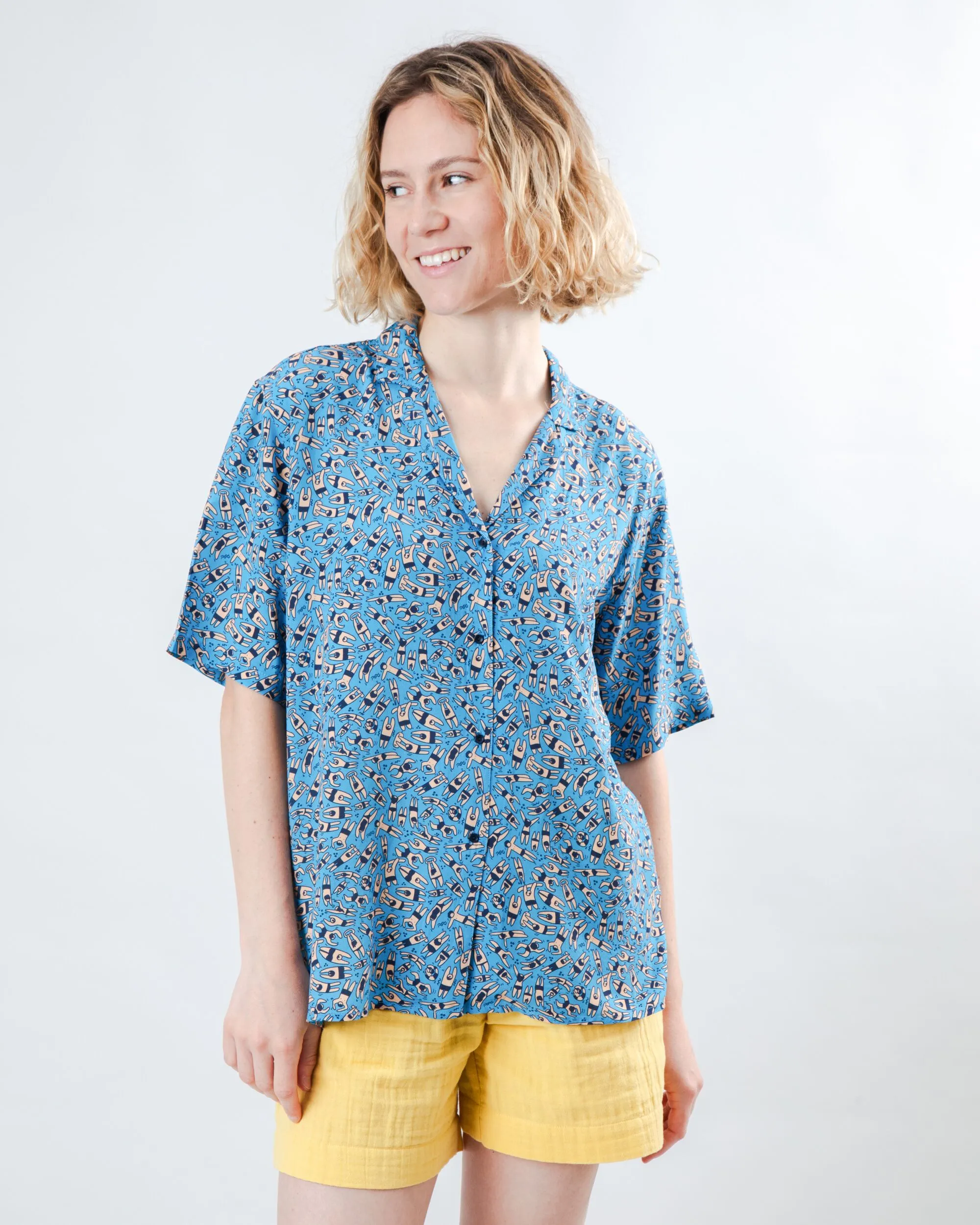 Just Swim Aloha Blouse Holiday Trend Durable Color Retention