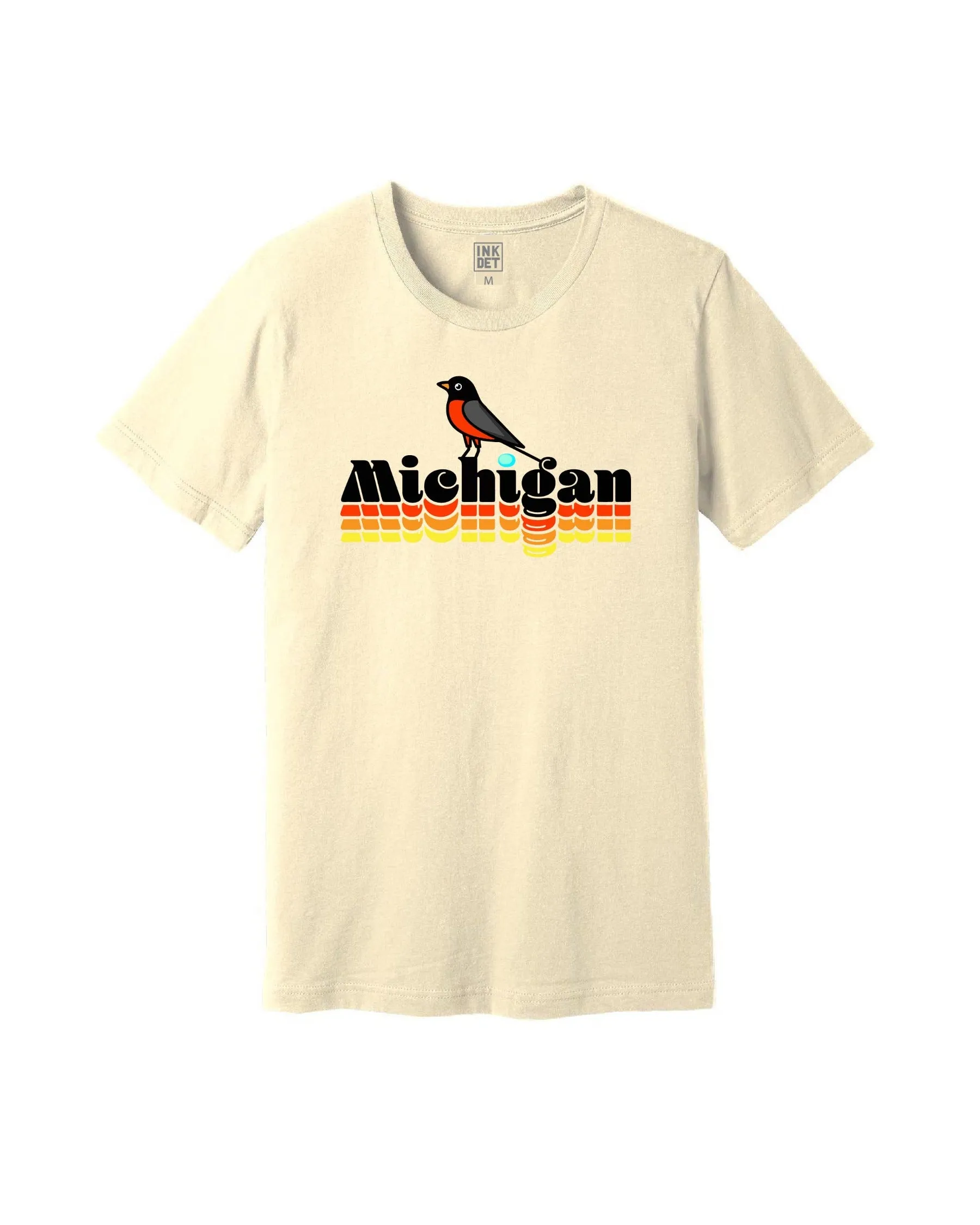 The Great Lakes State - Michigan Robin - T-Shirt - Natural Versatile Wardrobe Piece Fade Resistant Coating