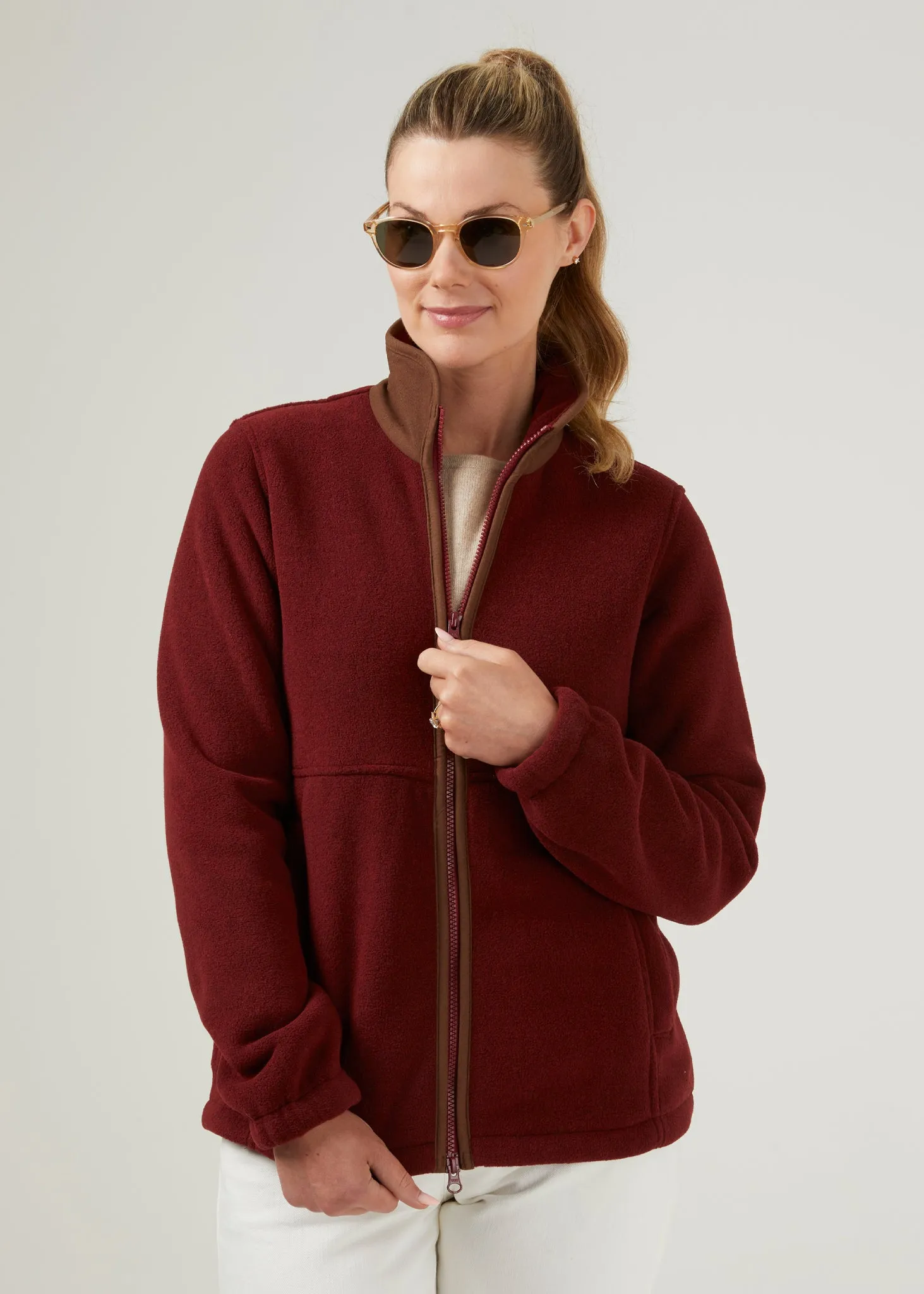 Aylsham Ladies Fleece Jacket In Bloodstone - Regular Fit Warm Liner