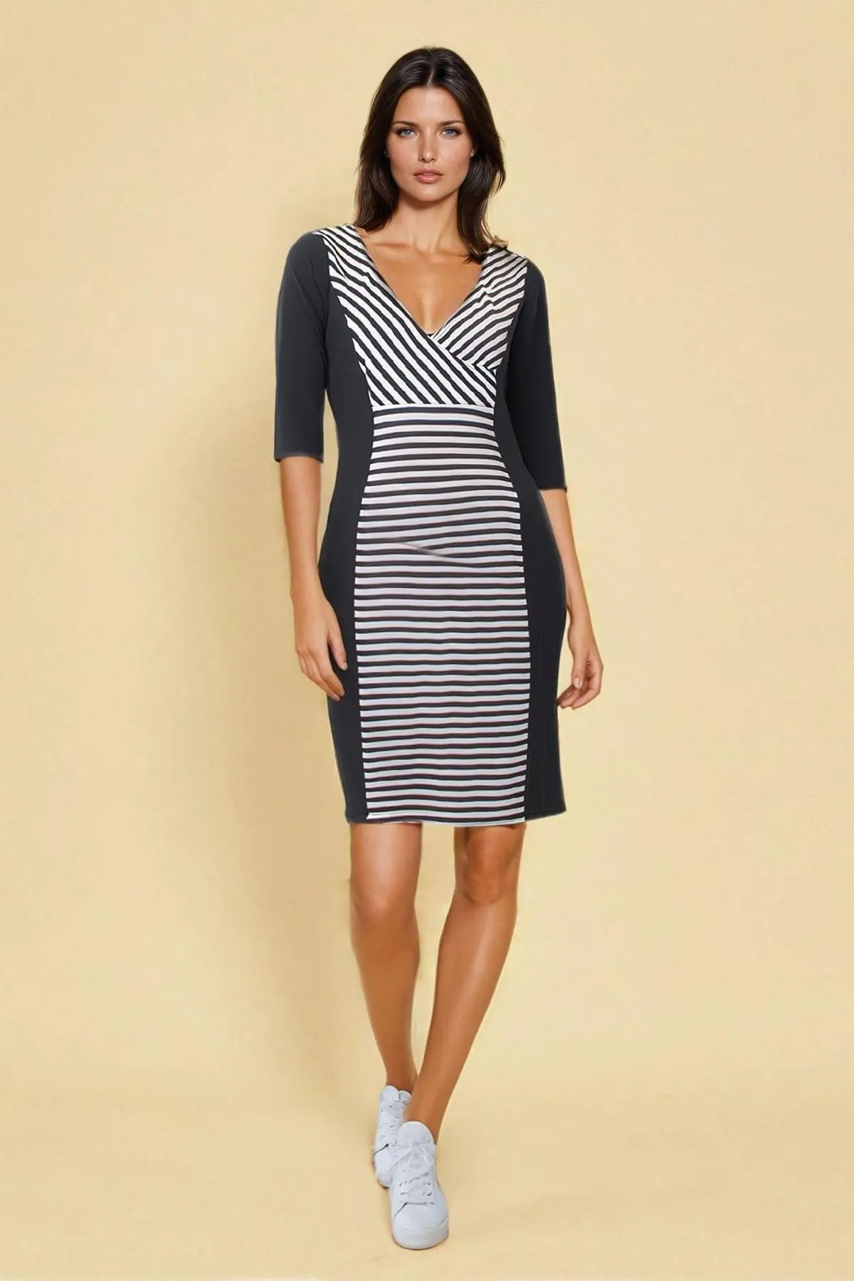 All Daywear Monochrome Stripe Midi Dress