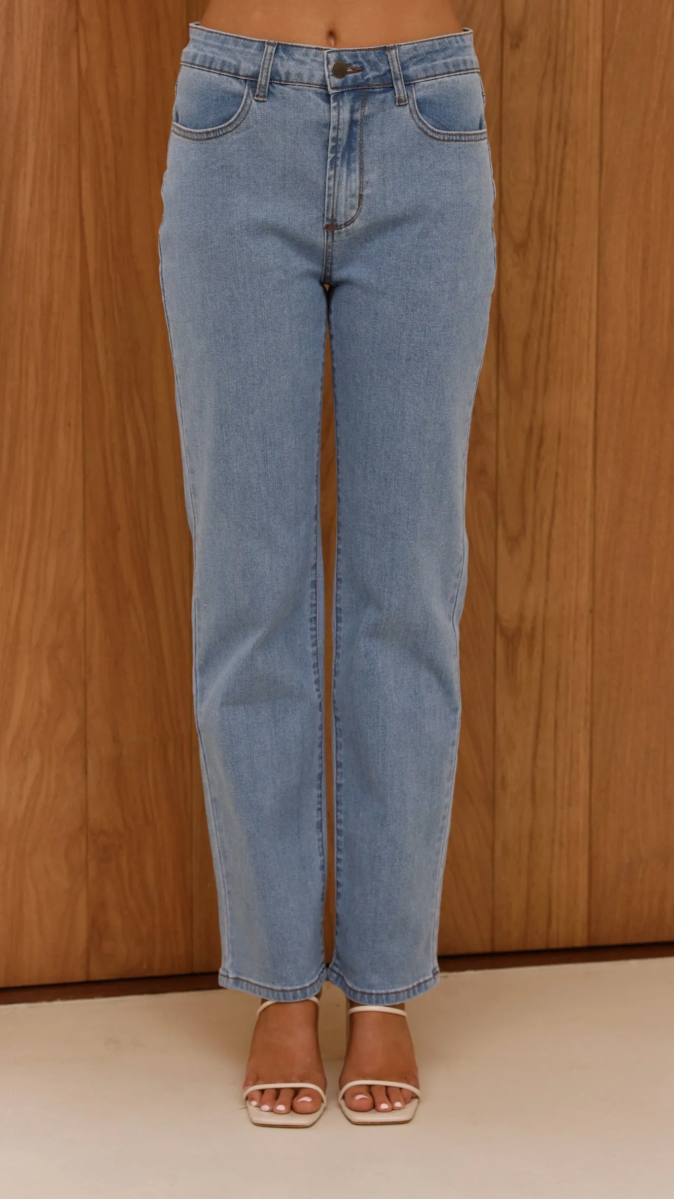 Alley Jeans - Mid Wash Functional Casual Sleek Waistband