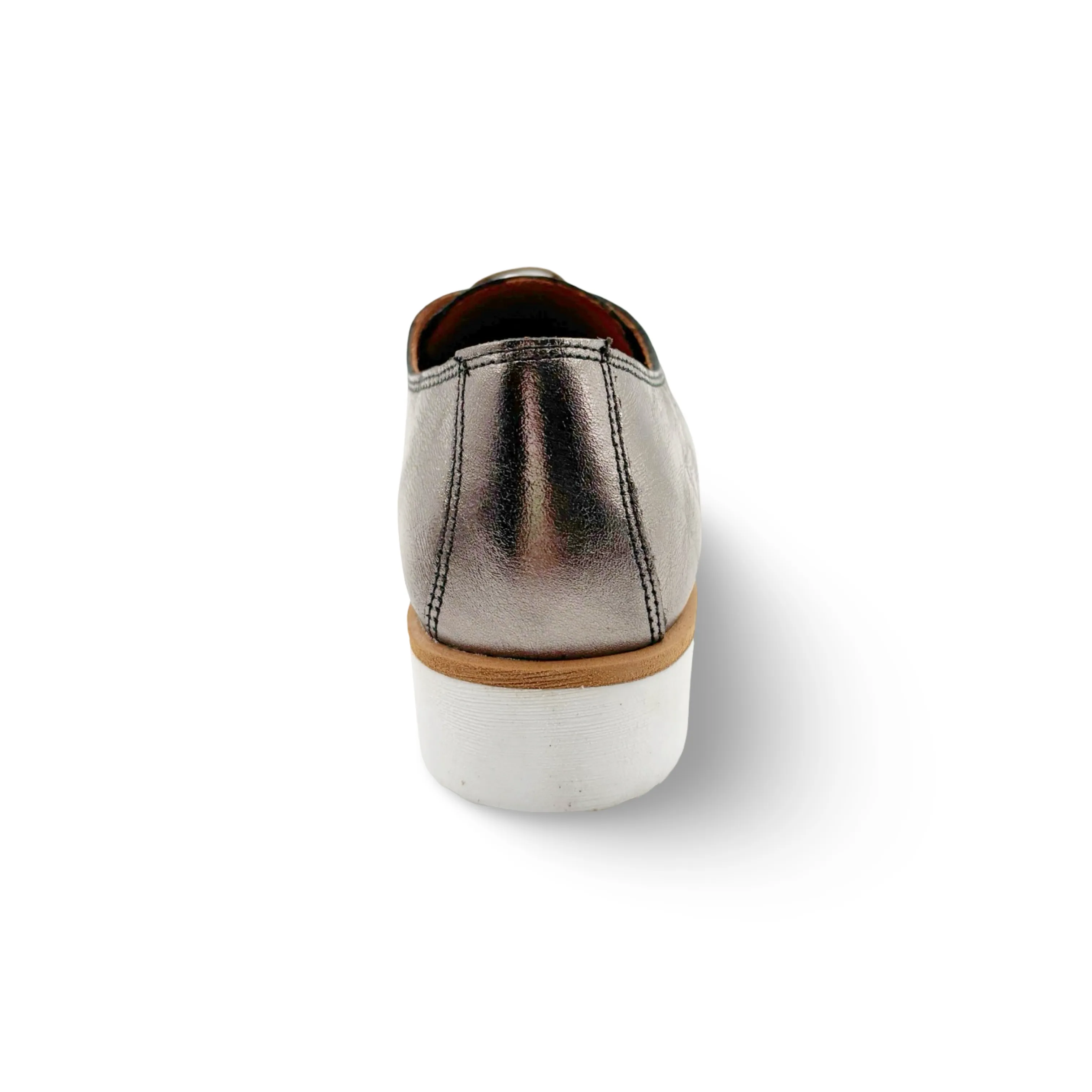 Everywhere Fit Amelia Pewter Leather Flat