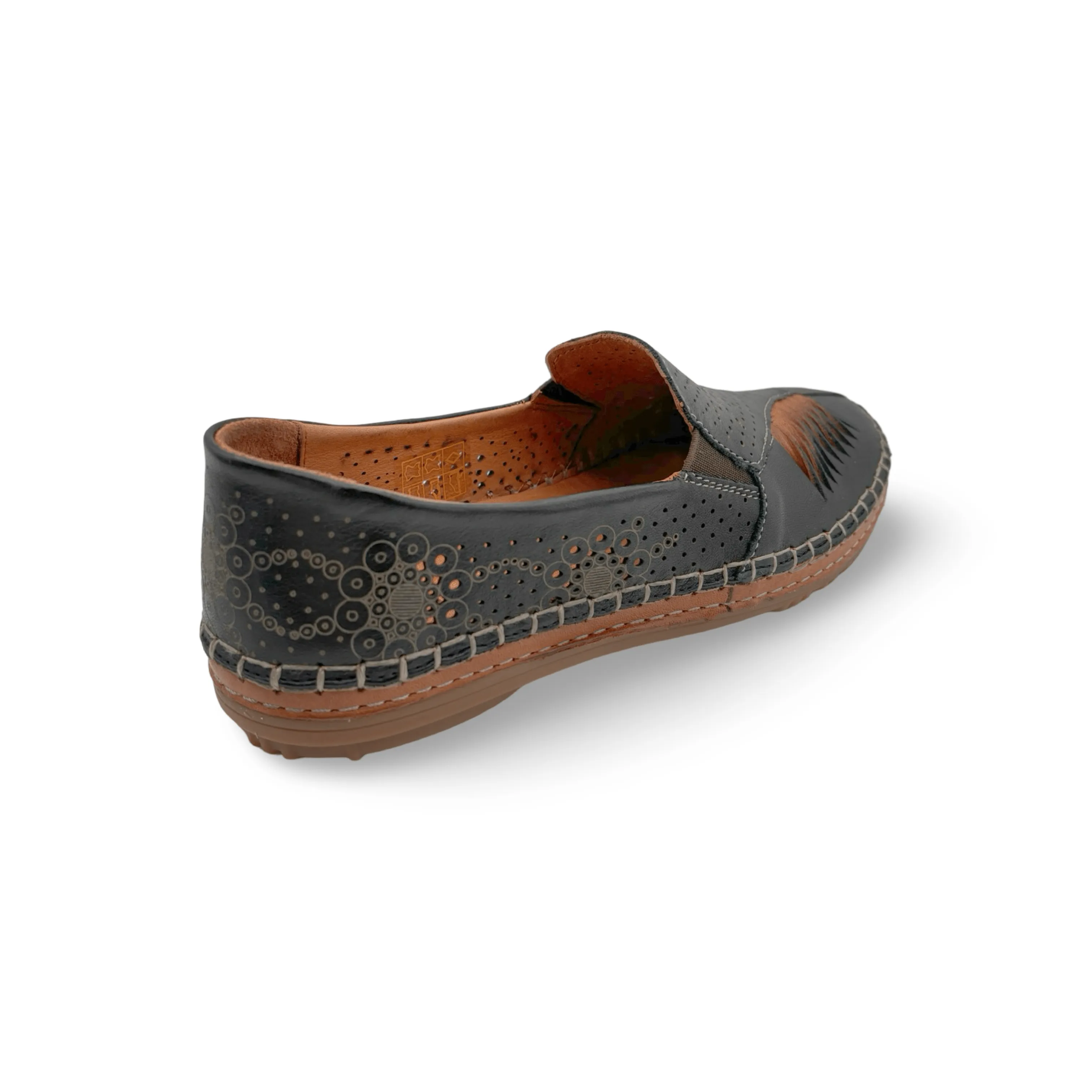 Atzi Black Leather Flat Sweat Resistant Standing Workers