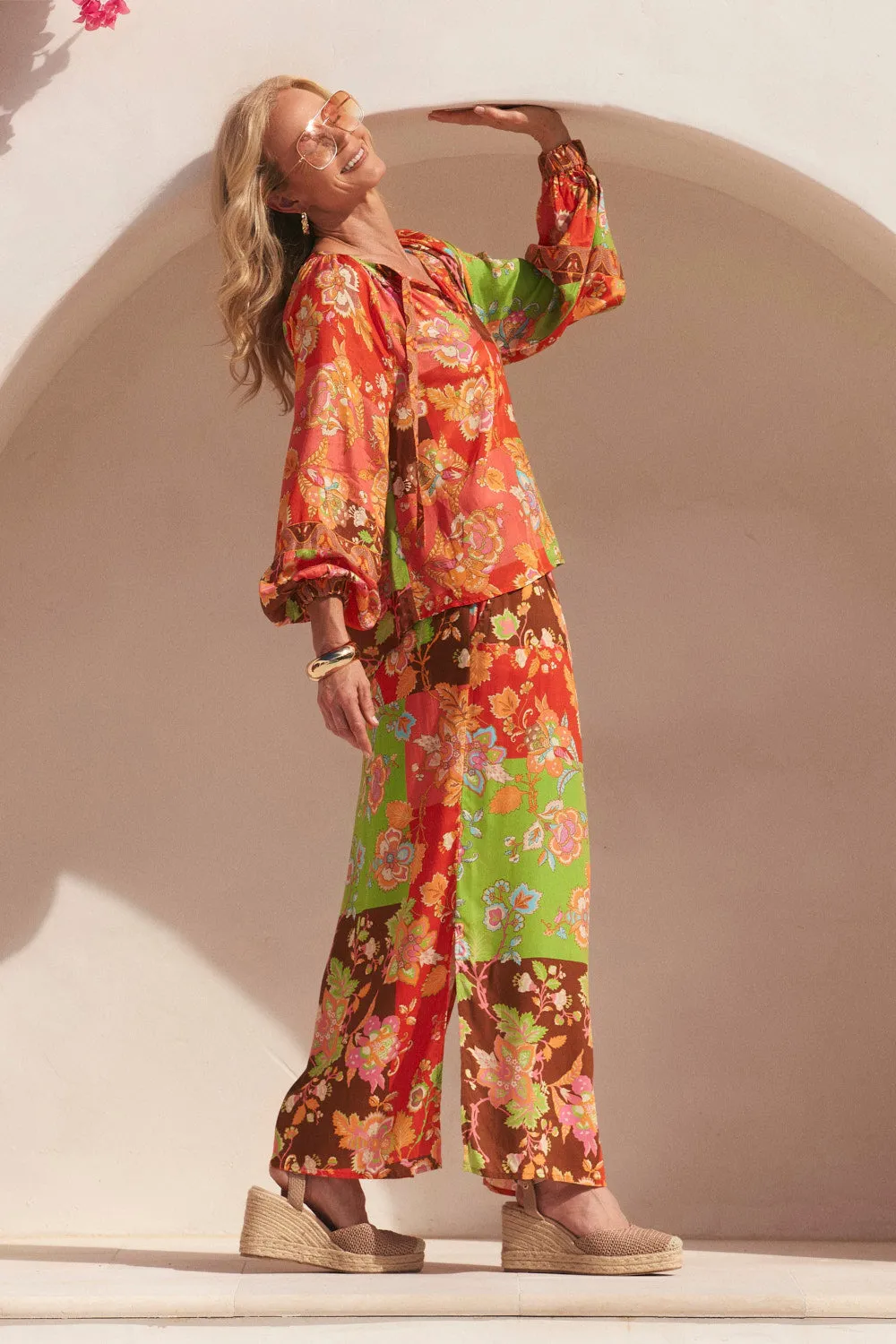 Elyse Blouse in Petra Fit For Movement Stretch Fabric Technology