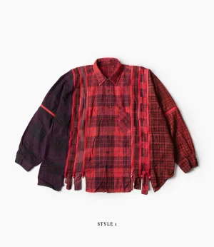 Cozy Fit Design 7 Cuts Wide Zipped Shirt ?C?Red Overdyed Flannel