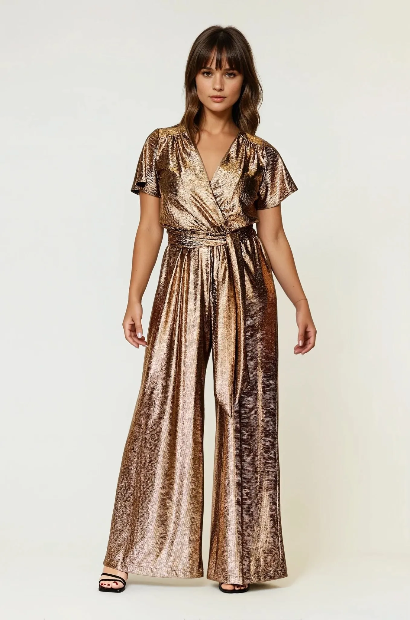 Tech Edge MachineWashable Helena Cap Sleeve Jumpsuit Gold