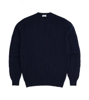 Trunk Hart Cashmere Cable Knit Crew Neck Sweater: Navy King Mode