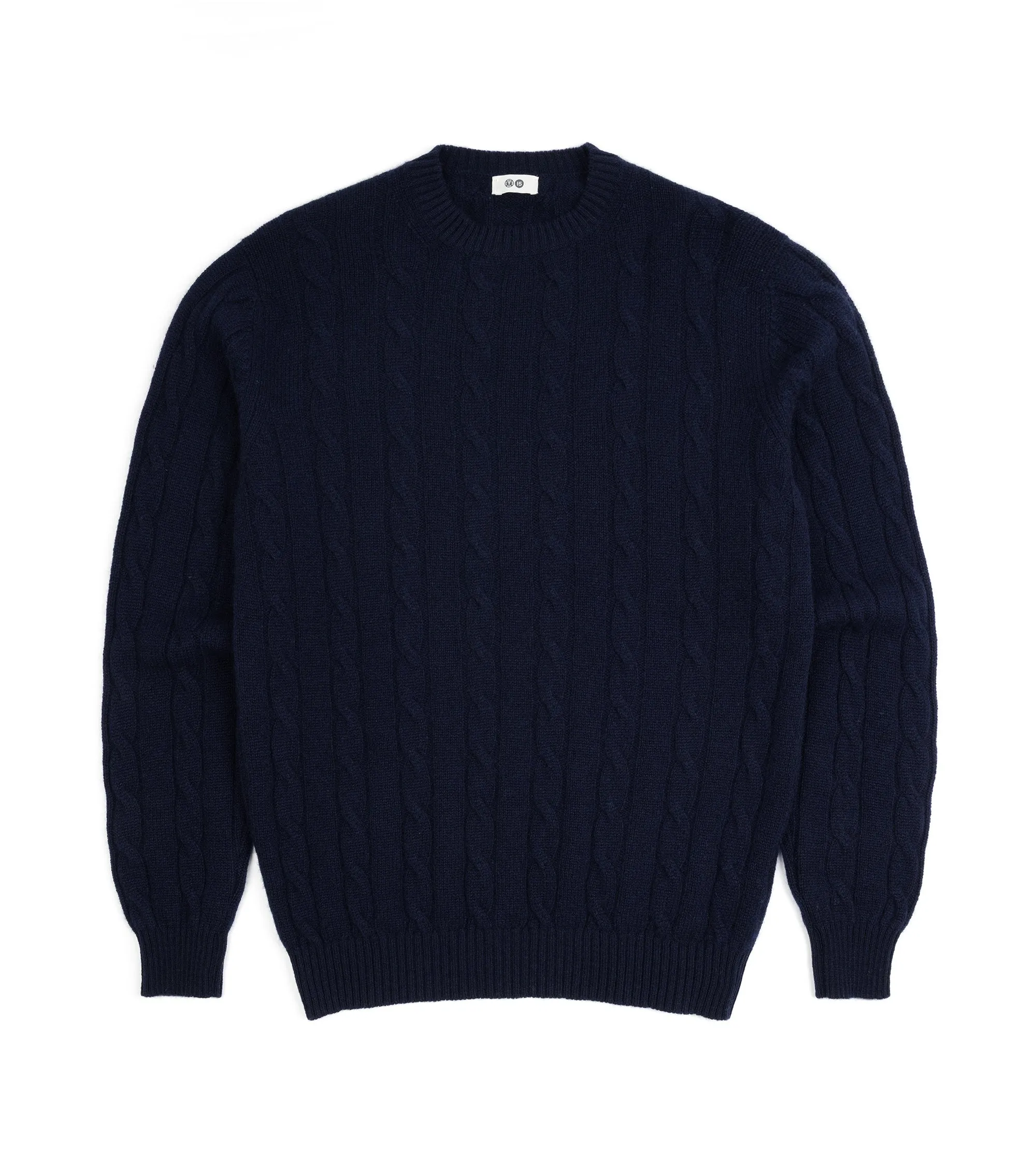 Trunk Hart Cashmere Cable Knit Crew Neck Sweater: Navy Lightweight sweater Graceful Design