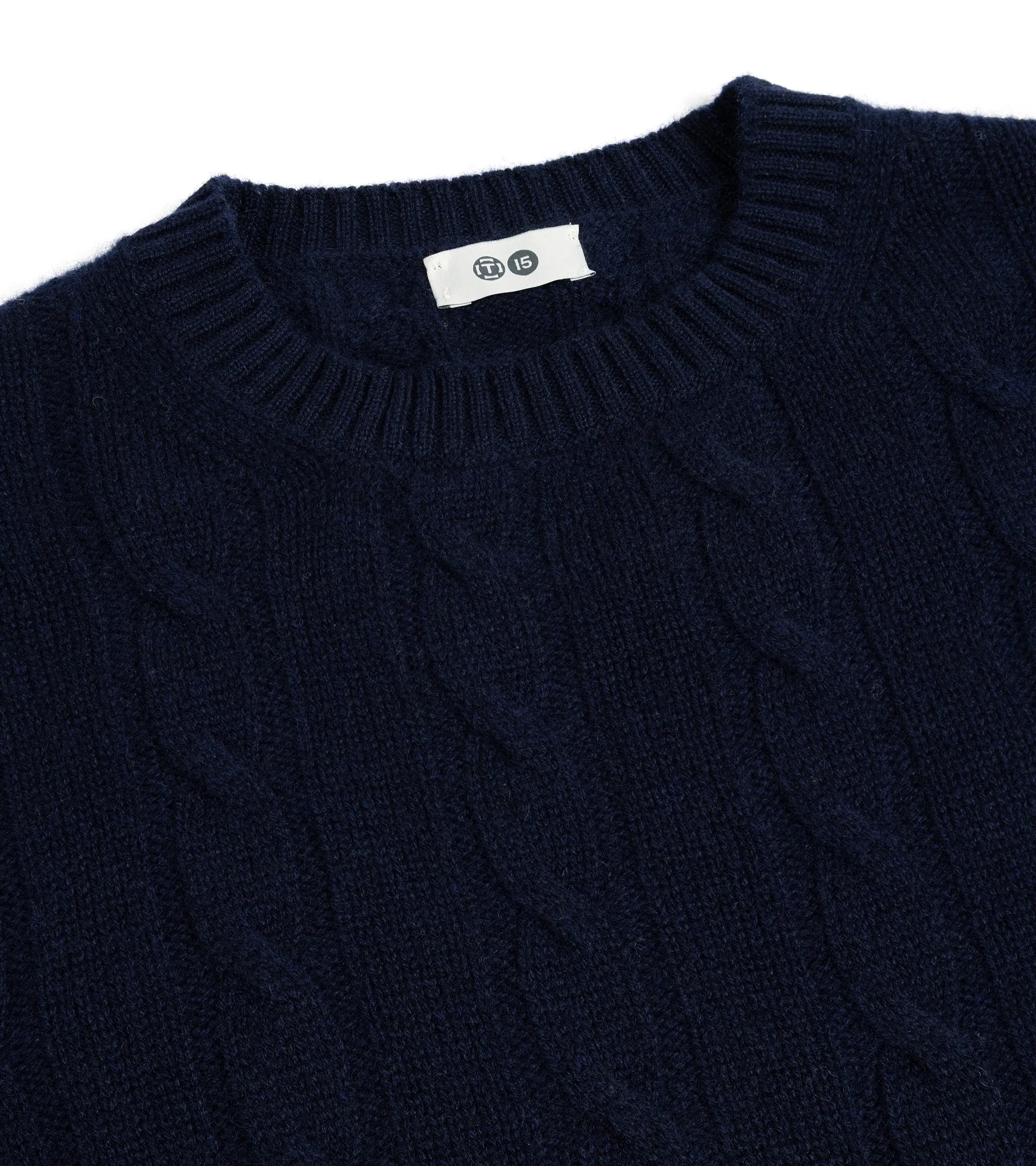 Workwear Essentials Trendy sneakers Trunk Hart Cashmere Cable Knit Crew Neck Sweater: Navy