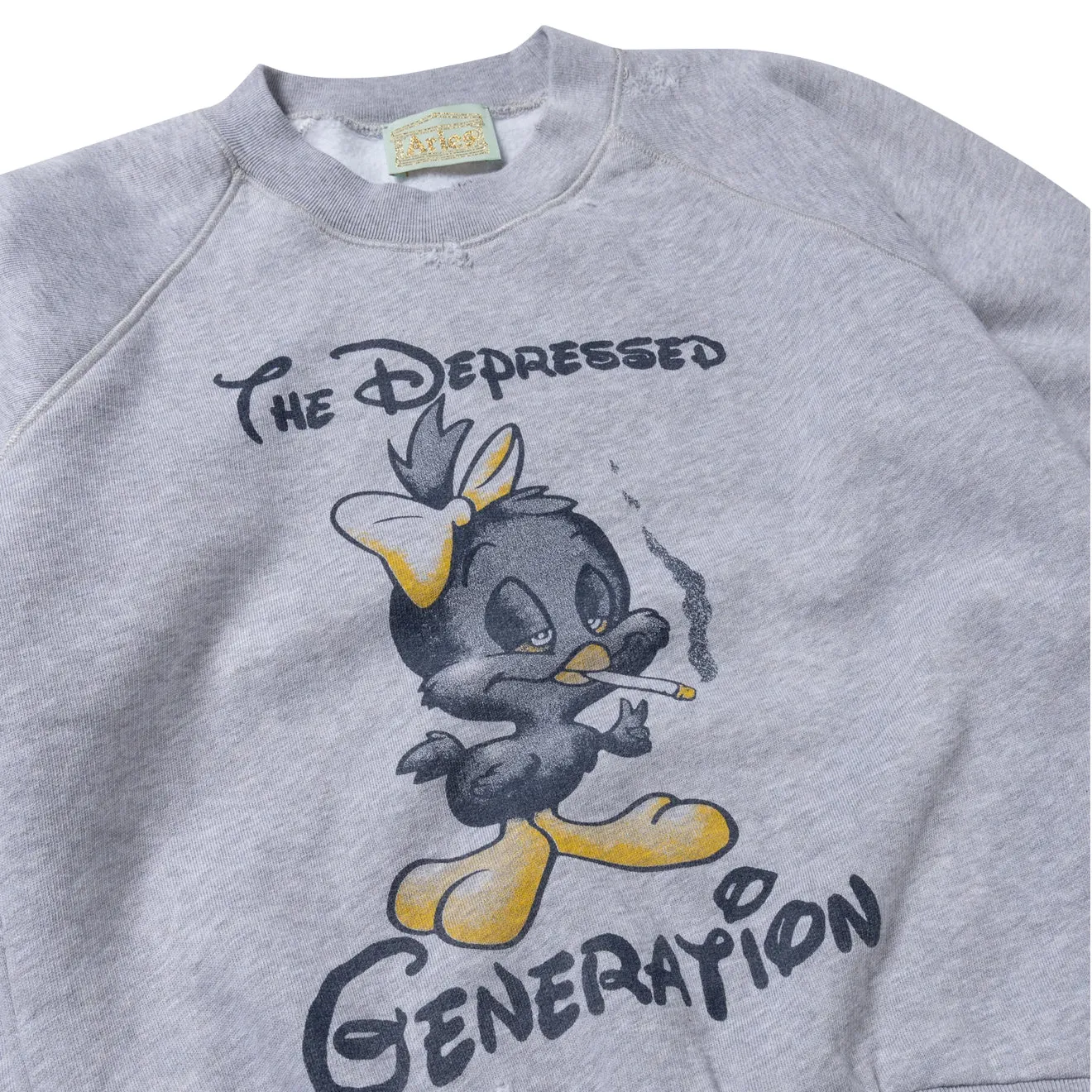 Layered Fit consumer preference Aries Womens Destroyed Weedie Pie Raglan Sweat Light Grey Marl