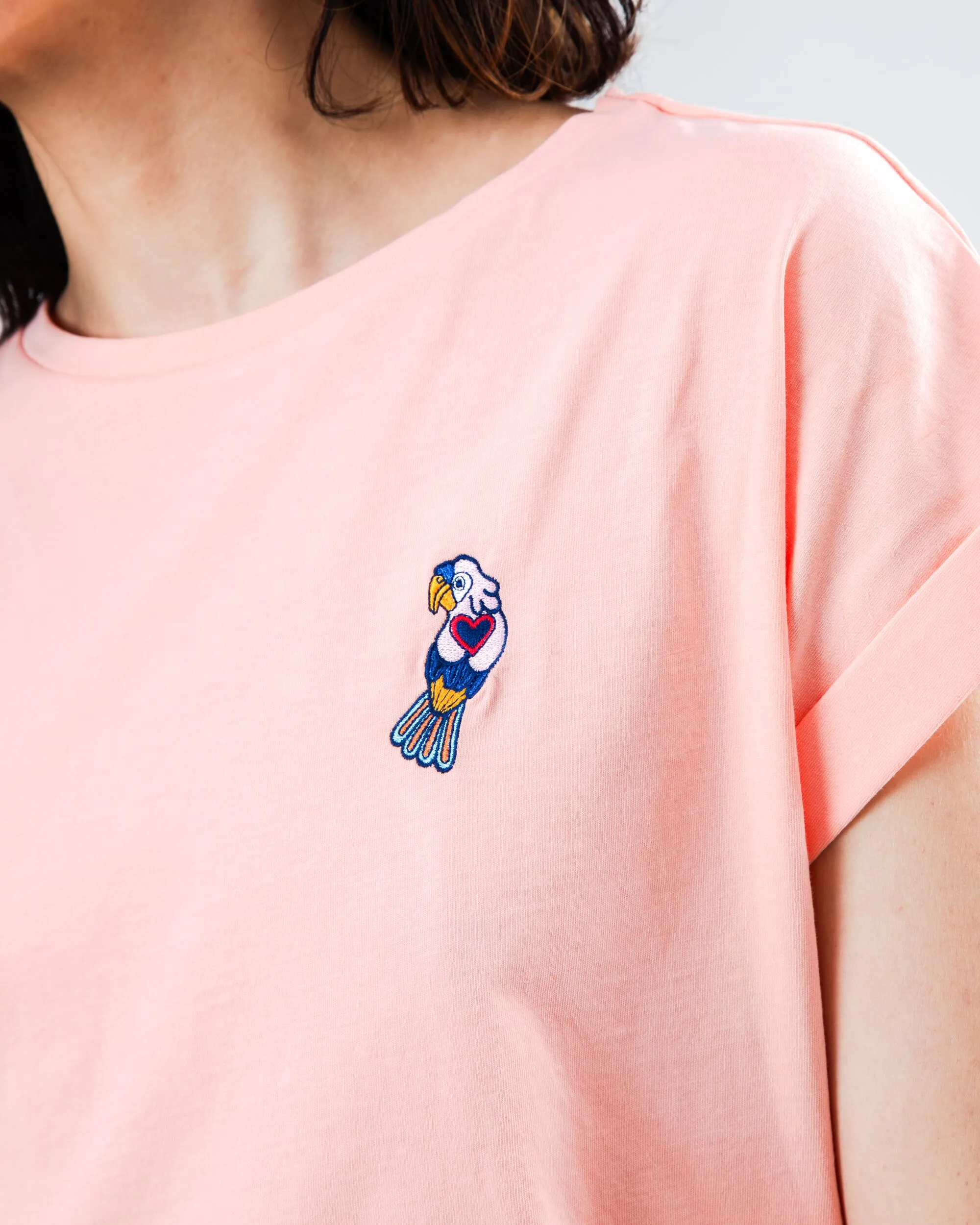 Asis Parrot Scoop Tee Pink FadeResistantPrint Unisex
