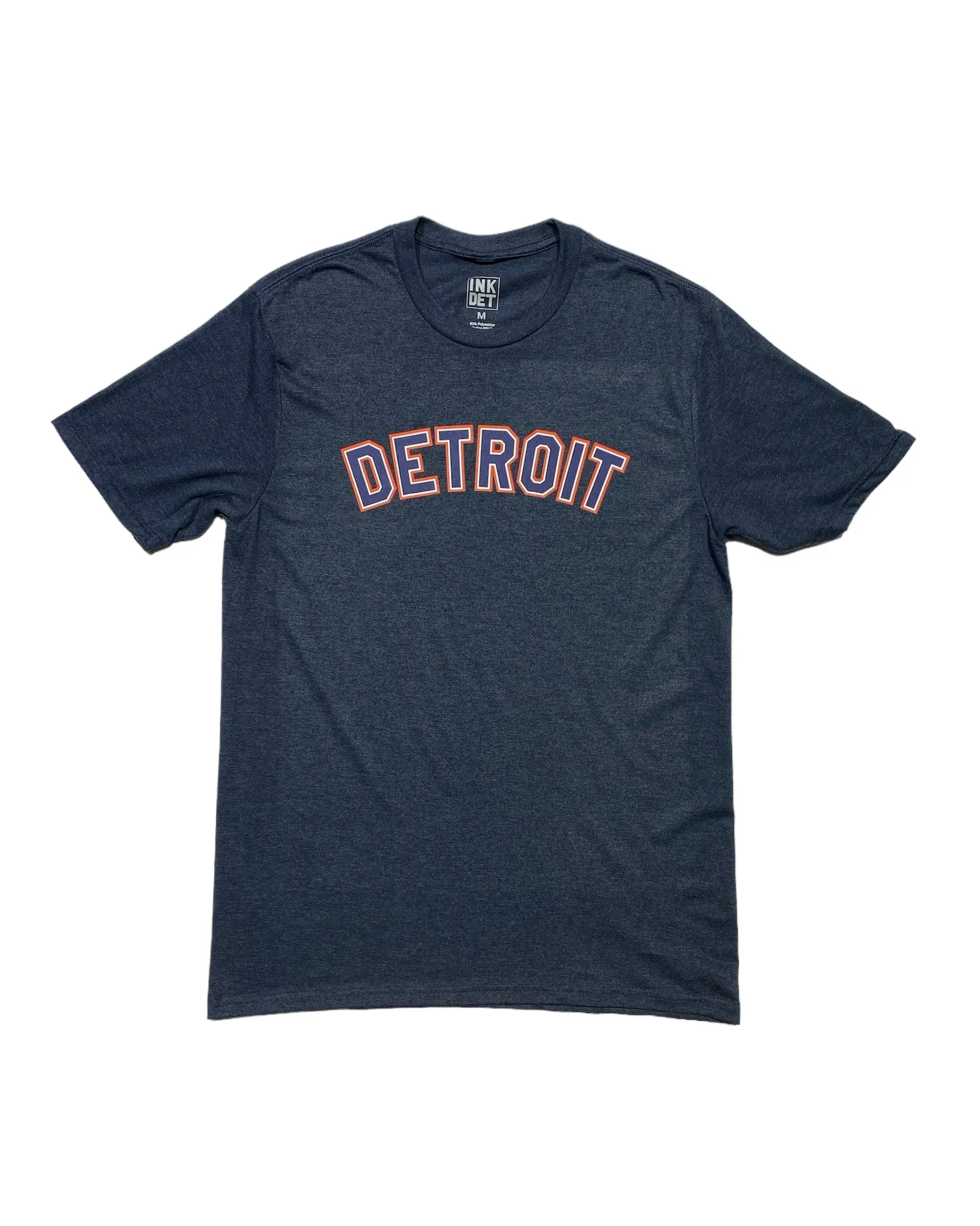 Ink Detroit Classic Orange & Navy Print T-Shirt - Heather Navy Flexible Collar EasyCareFabric