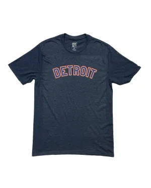 Ink Detroit Classic Orange & Navy Print T-Shirt - Heather Navy Comfortable Layers EthicalProduction