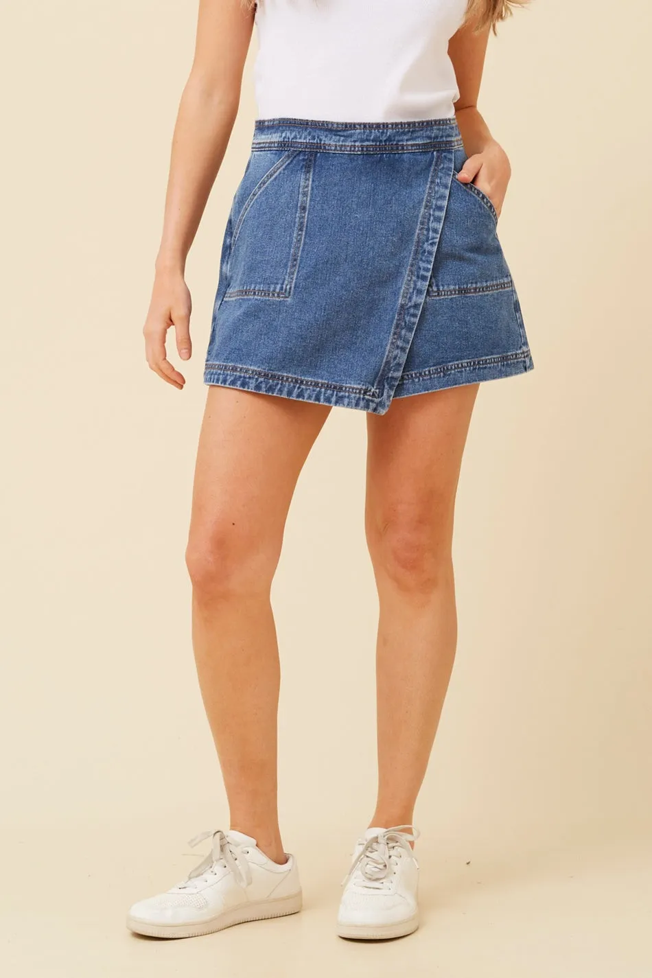 AUBRIELLE DENIM SKORT Unisex Design budget-friendly