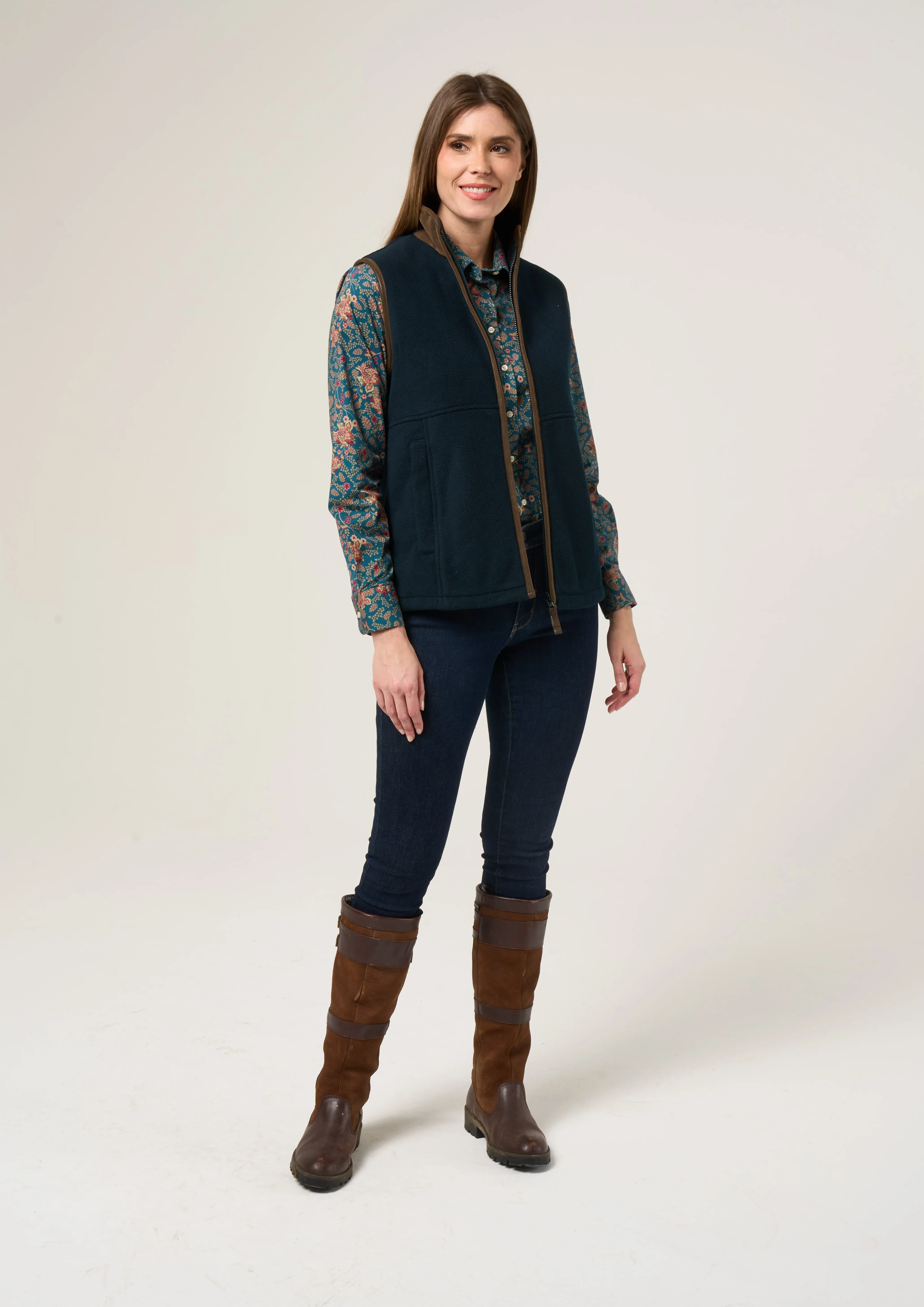 Aylsham Ladies Fleece Gilet In Dark Navy - Regular Fit Stretch Movement Slope Ready
