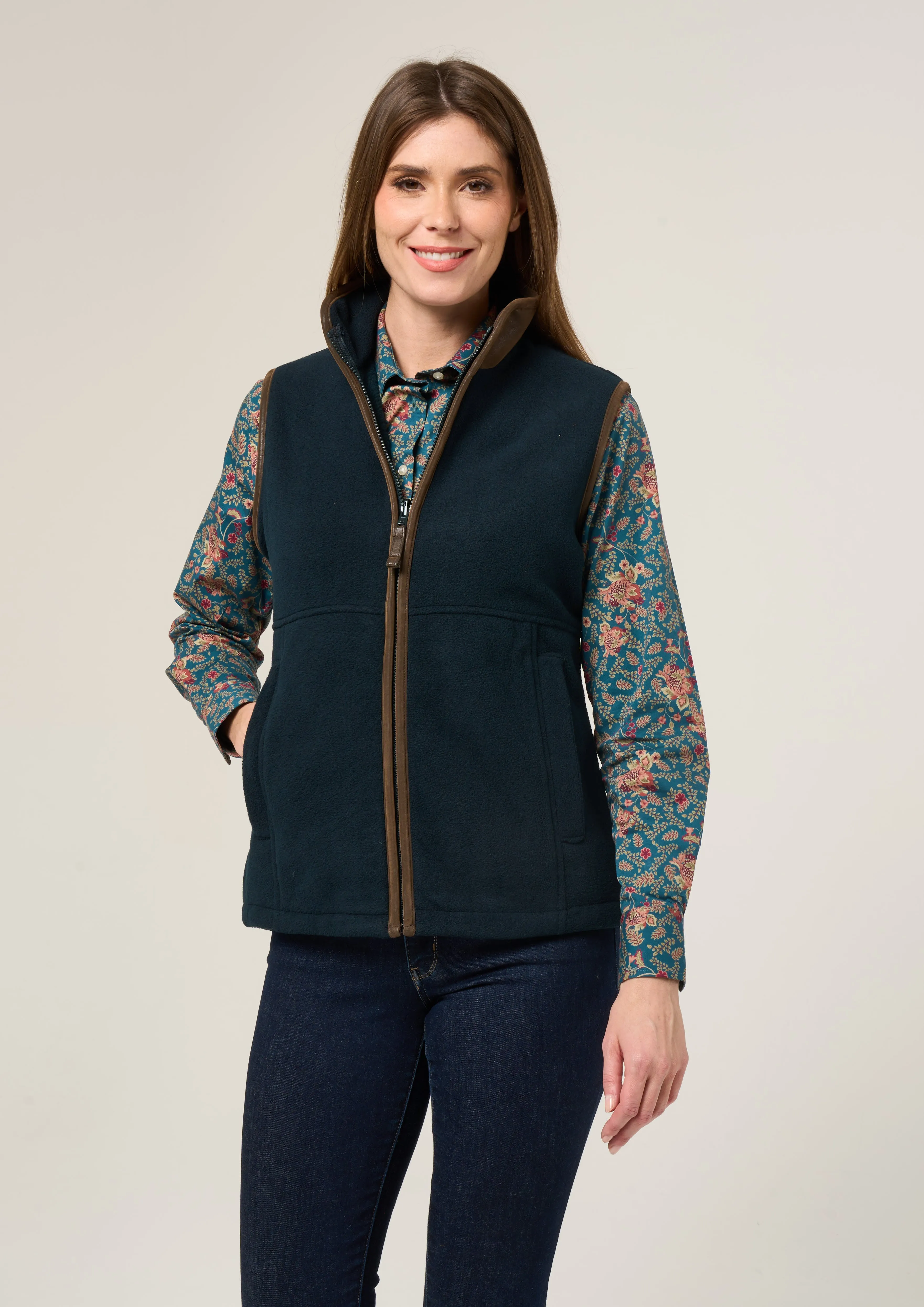 Aylsham Ladies Fleece Gilet In Dark Navy - Regular Fit Cool Season