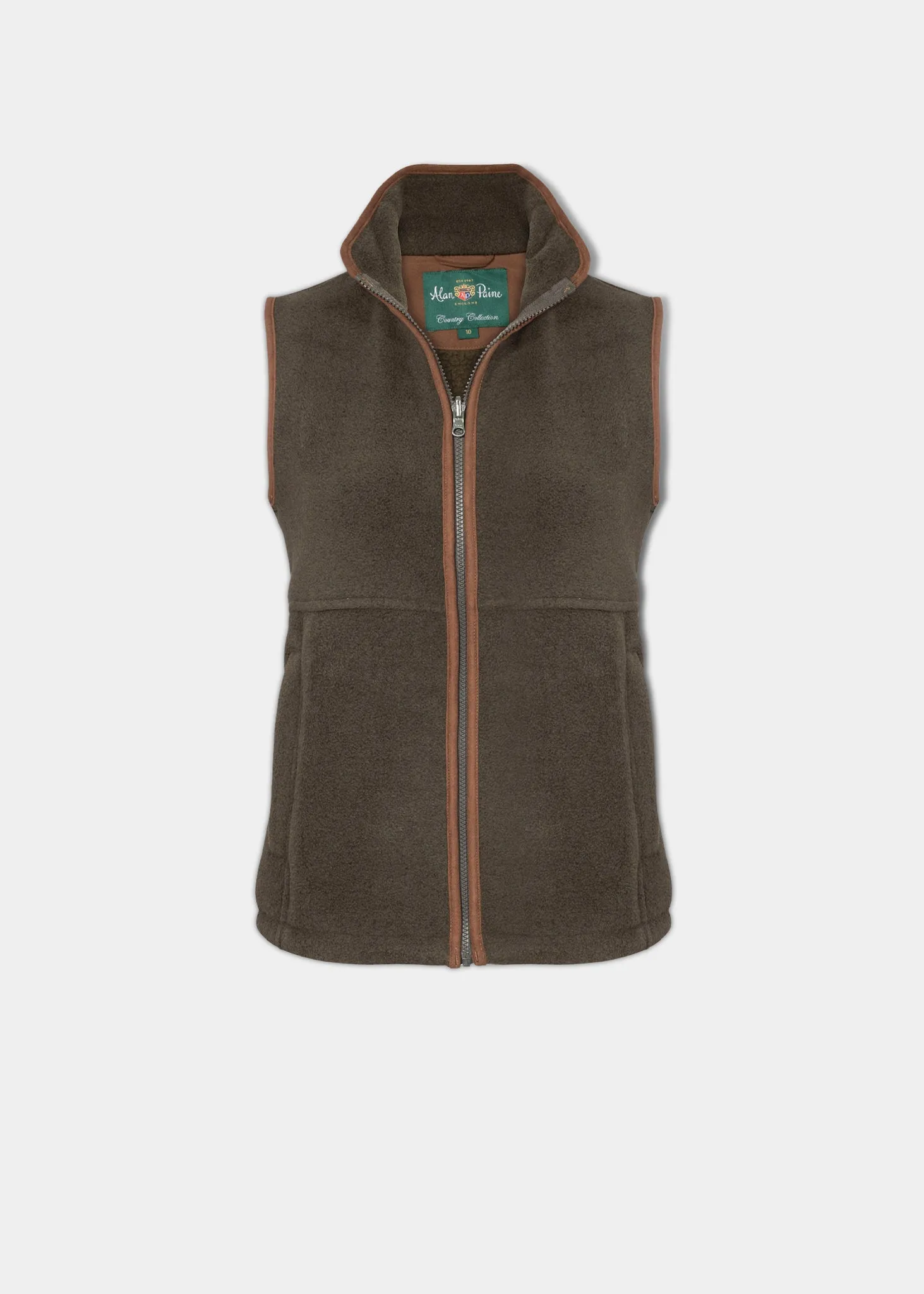 Relaxed Layer Zip Front Aylsham Ladies Fleece Gilet In Green - Regular Fit