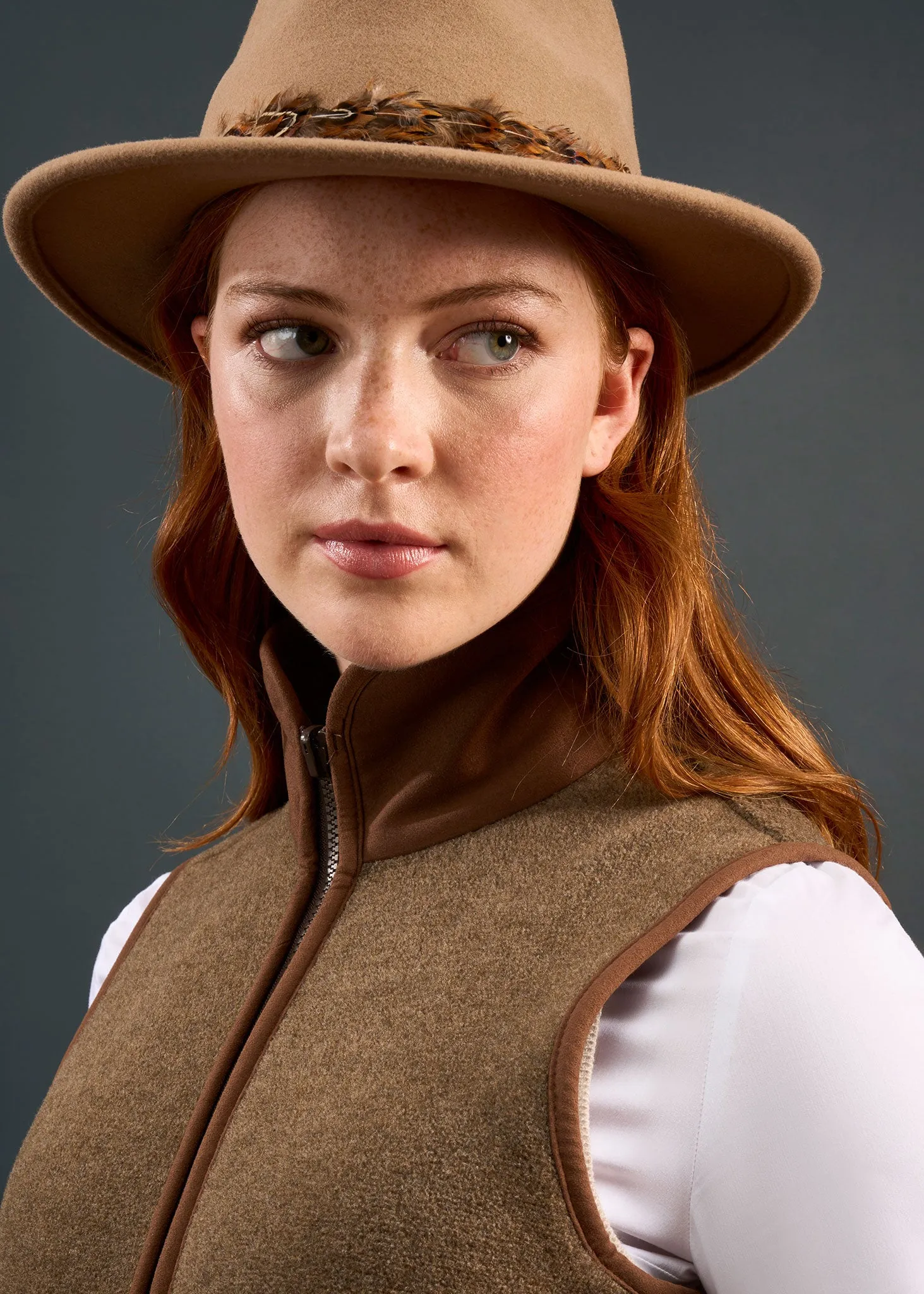 fall season Low Pilling Surface Aylsham Ladies Fleece Gilet In Pecan - Regular Fit