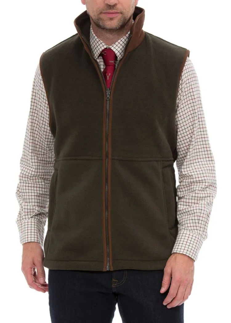 Easy Fit Aylsham Men's Fleece Gilet In Green - Regular Fit