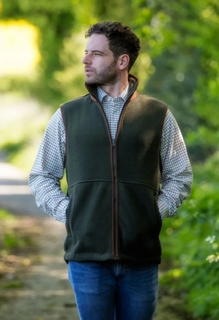 Aylsham Men's Fleece Gilet In Green - Regular Fit Warm Comfort