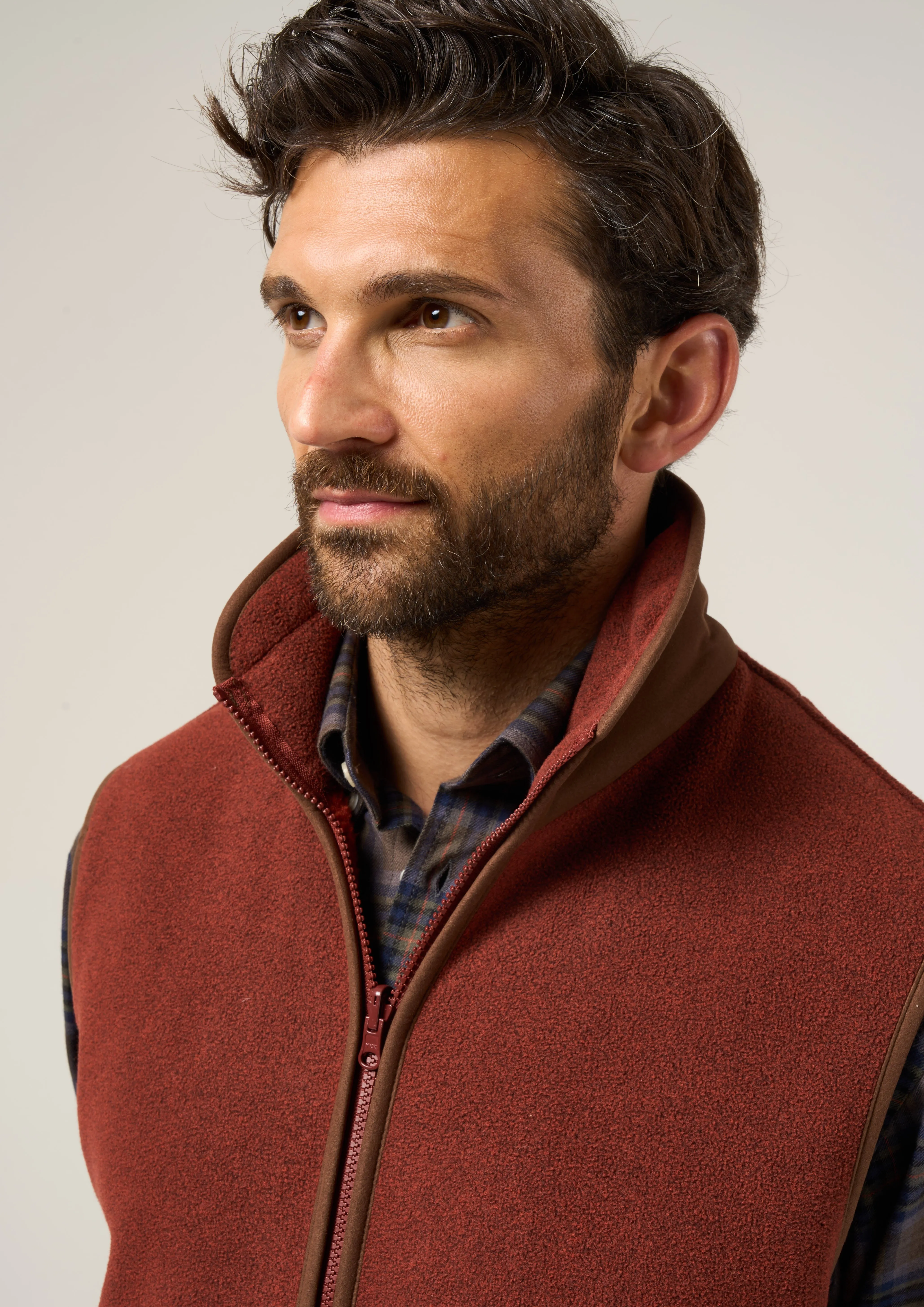 Aylsham Men's Fleece Gilet In Rust - Regular Fit Everyday Use Relaxed Look