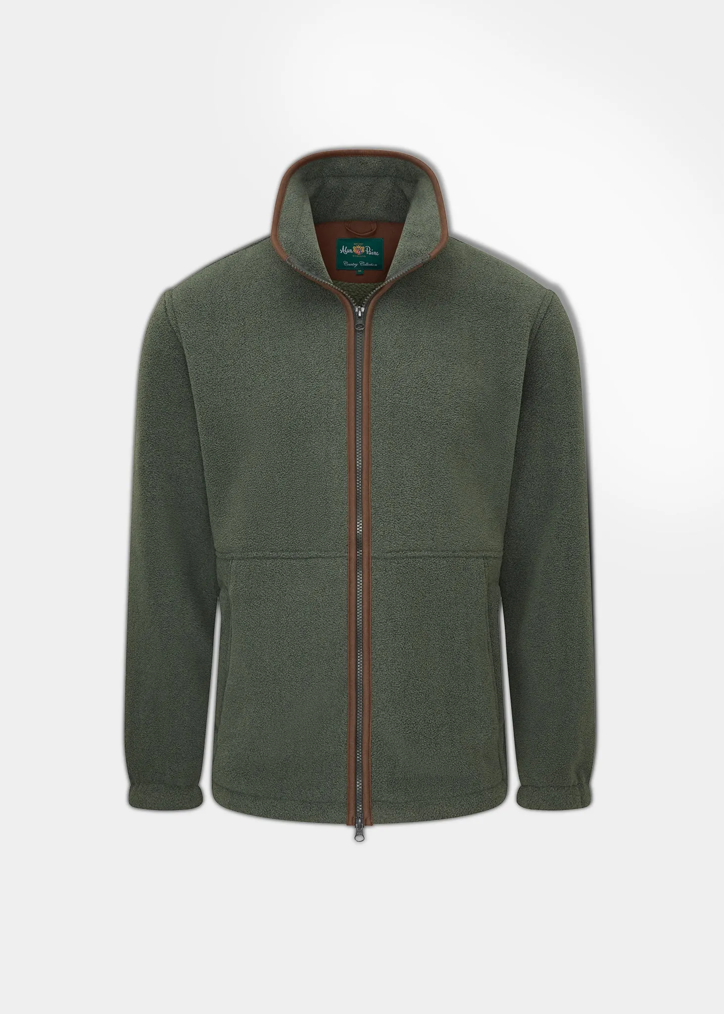 Low Profile Collar Design Layered Protection Aylsham Men's Fleece Jacket In Cedar Green - Regular Fit