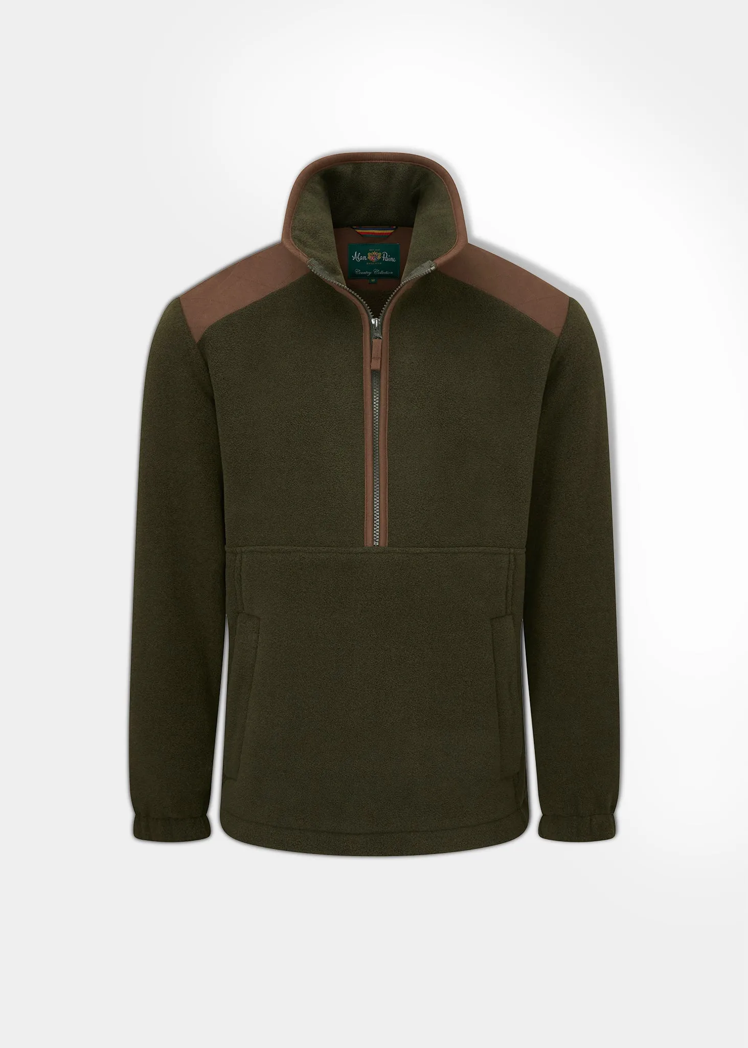 Quick Release Buckles FleeceLined Aylsham Men's Half Zip Fleece Jacket In Green