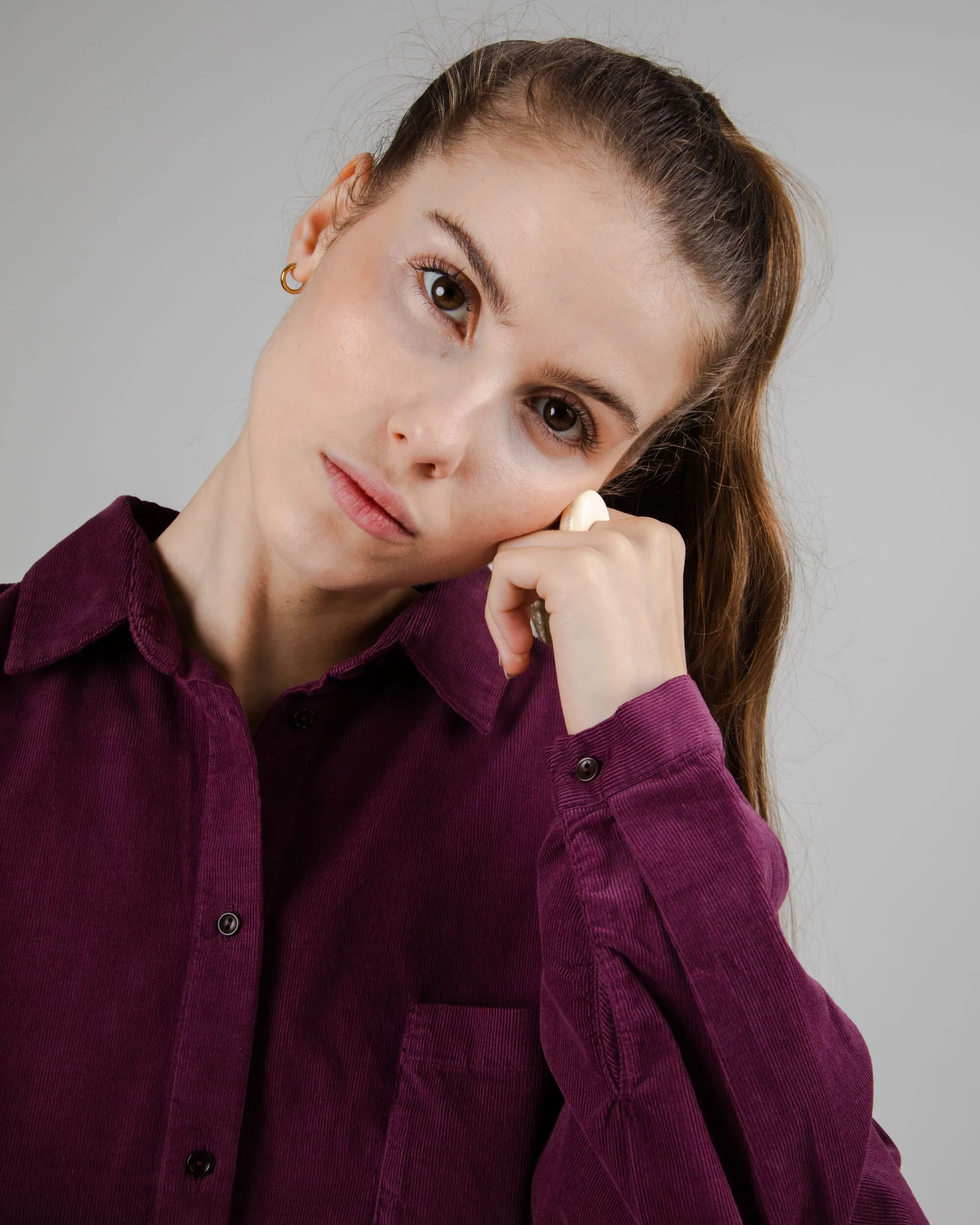 Babycord Boxy Blouse Prune Performance Wear Fit