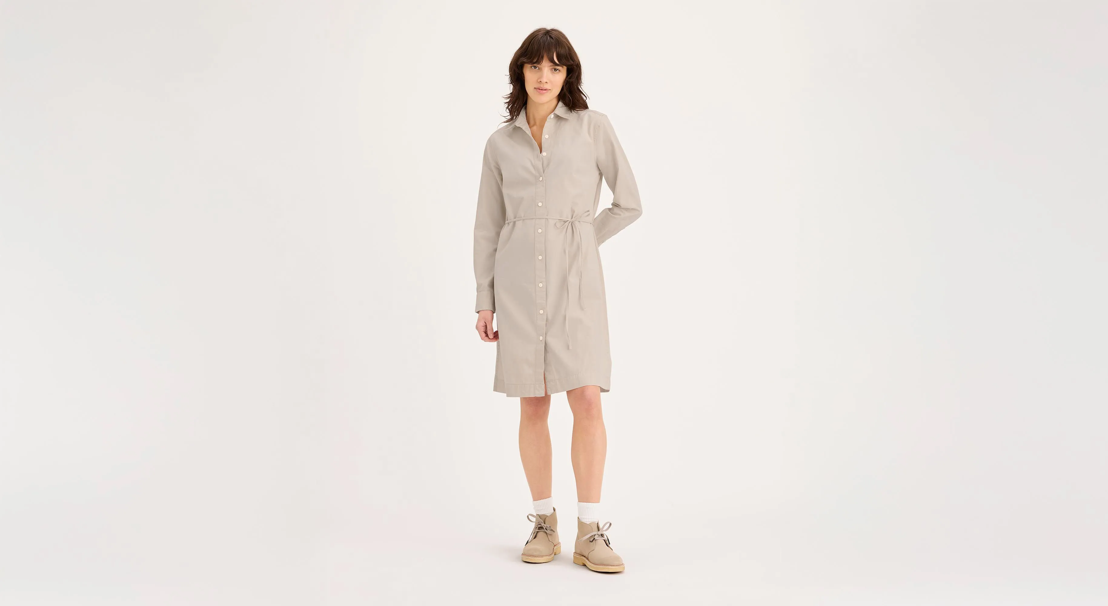 Comfortable Casual Midi Shirt Dress, Regular Fit