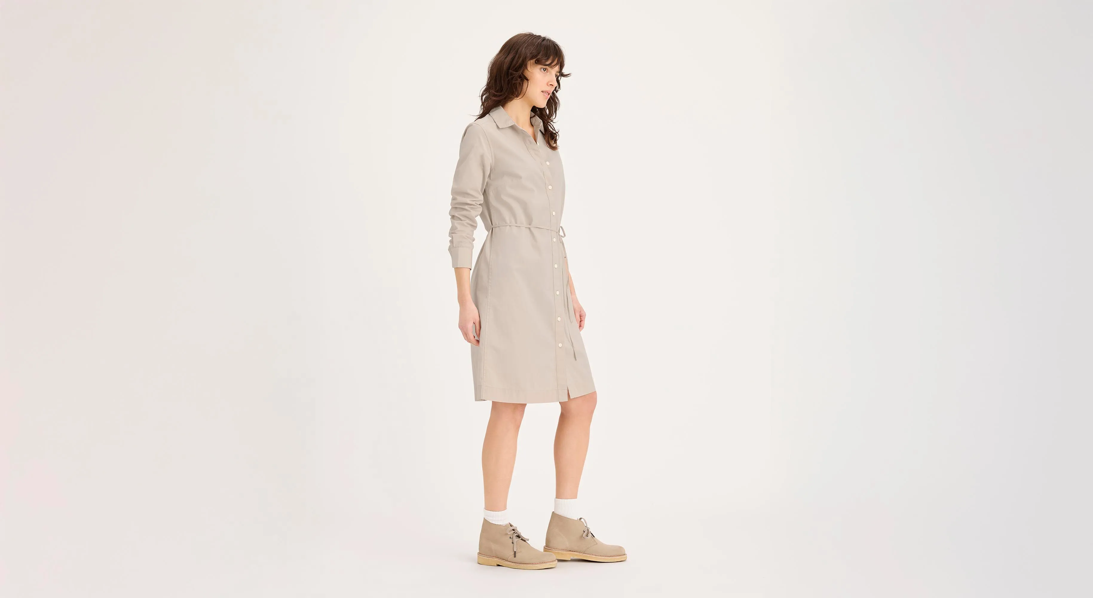 Light Flex Airflow Ventilation Design Midi Shirt Dress, Regular Fit