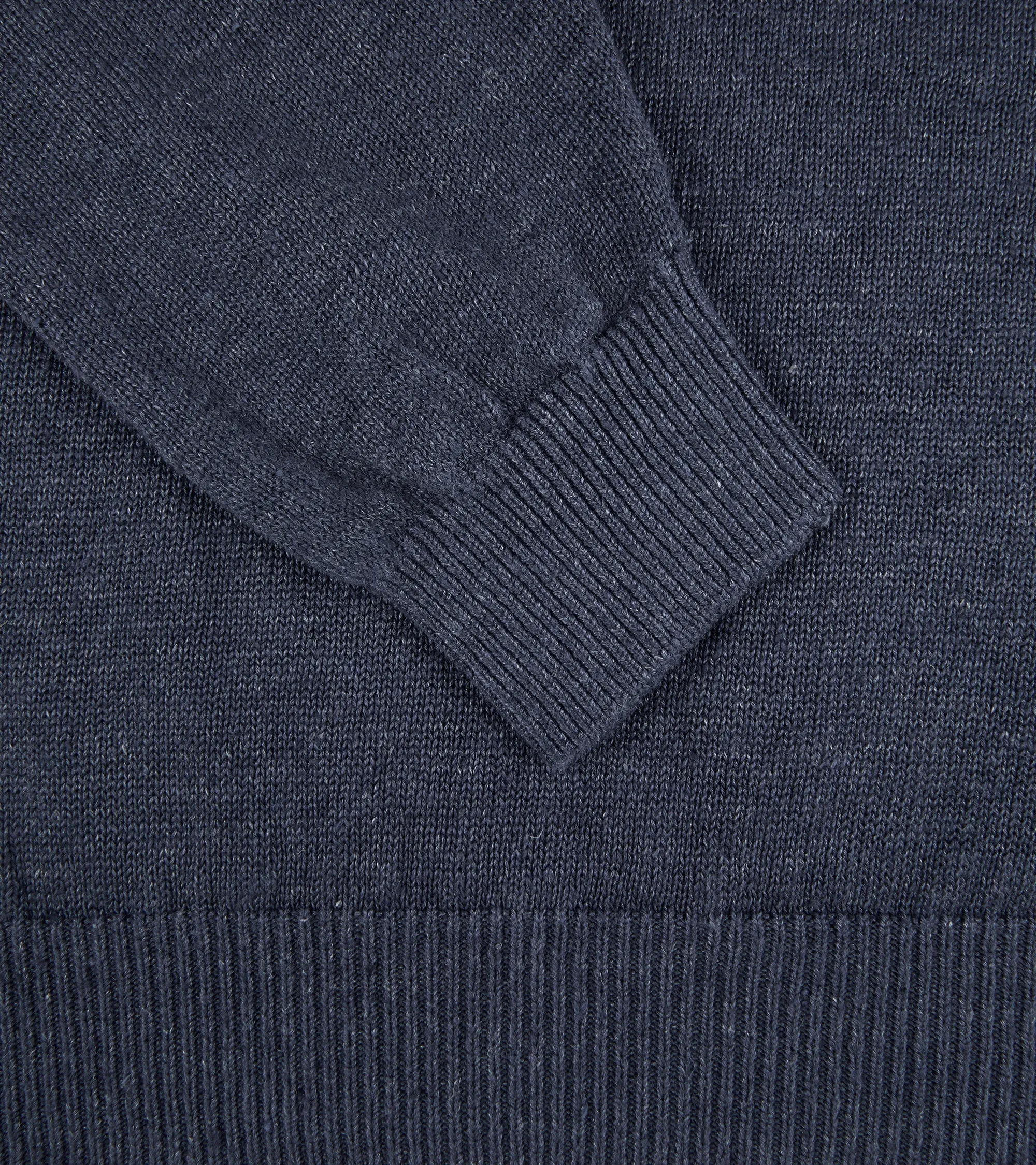 EcoFriendlyDyeProcess Batoner Washed High Count Linen Crew Neck Sweater: Navy
