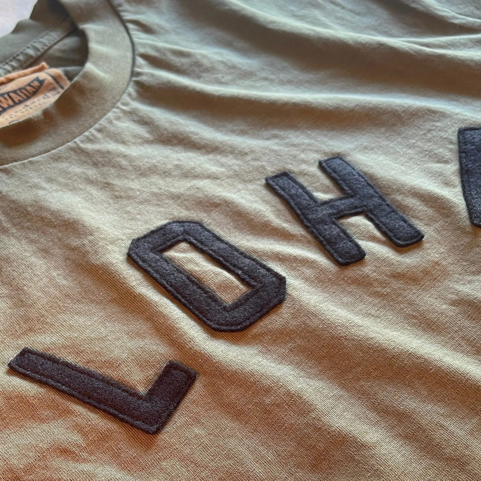 Casual Active Mens Cotton T-Shirt in Olive x Aloha applique